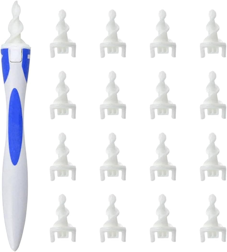 Cioassiale Spirale Pulitore Orecchie, Pulitore Orecchie Sicuro e Gentile Kit con 1 Manico e 16 Tassi Ascoltabili