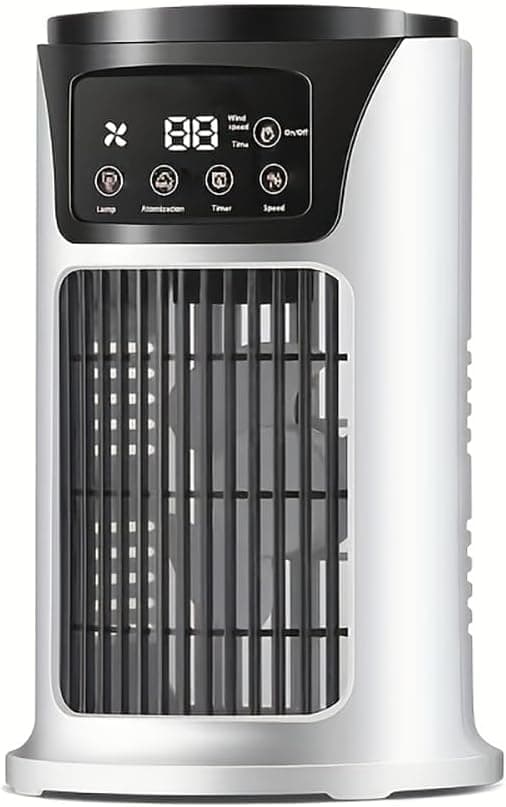 Portable Air Conditioner Humidifier with Atmosphere Light, 3 in 1 USB Cooler Fan for Office and Home