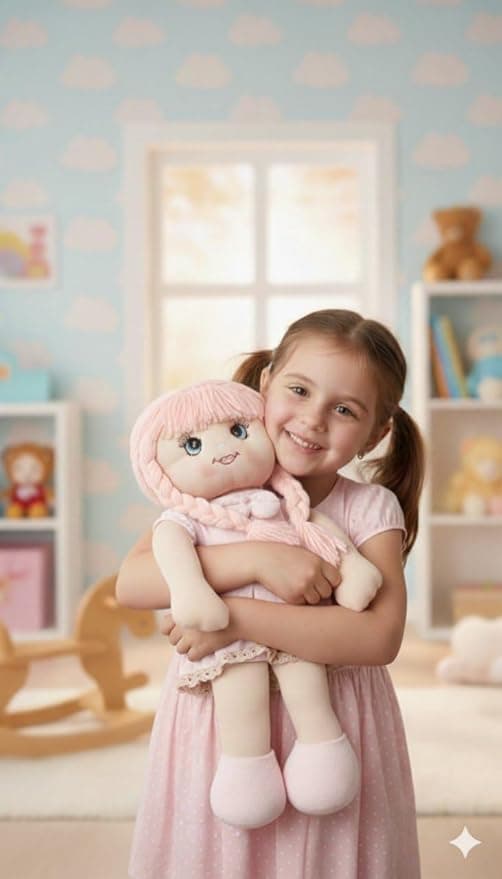 Soft Doll For Girls High Quality Fiber Material :Length 45cm / Width 18cm (Rose)