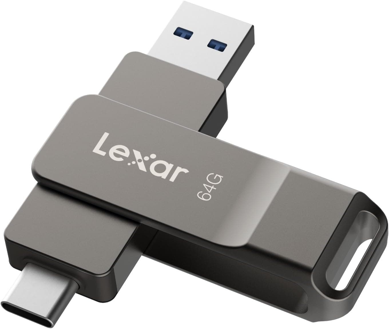 Lexar D40E 64GB USB-C Flash Drive, Metal Rotating, Gris Titanio - ¡Mejor Precio!