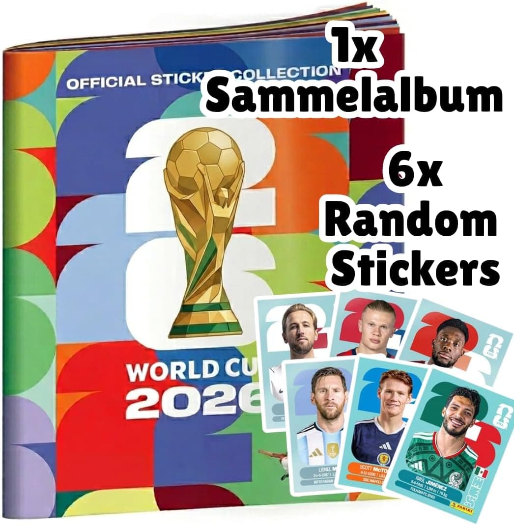 Copa Mundial 2026 - álbum de recortes de tapa blanda con 6 pegatinas