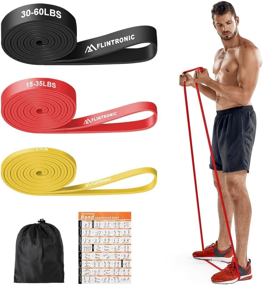 Flintronic Elastic Band, 3/4 Different Levels of Resistance Pull Up Band, Latex Elastic Fitness Bands, for Pull-Ups, Crossfit