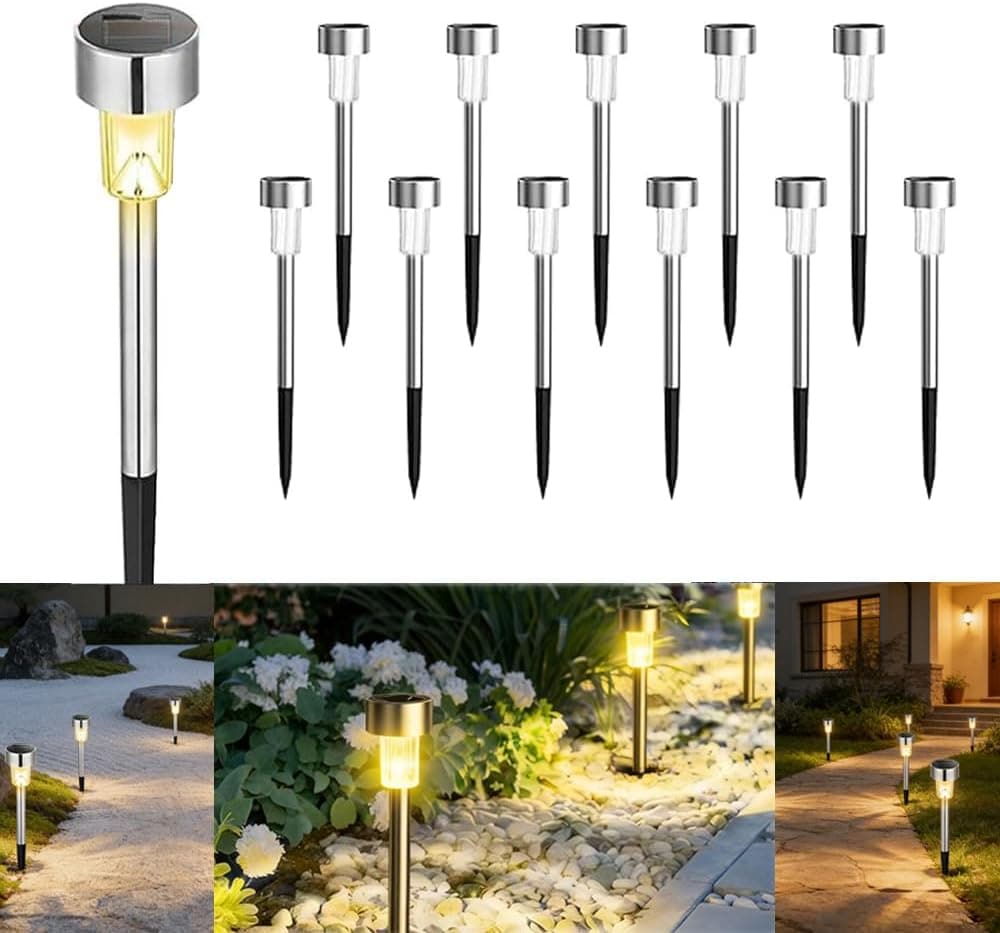 Luz de jardín solar 12 piezas IP44 resistente al agua