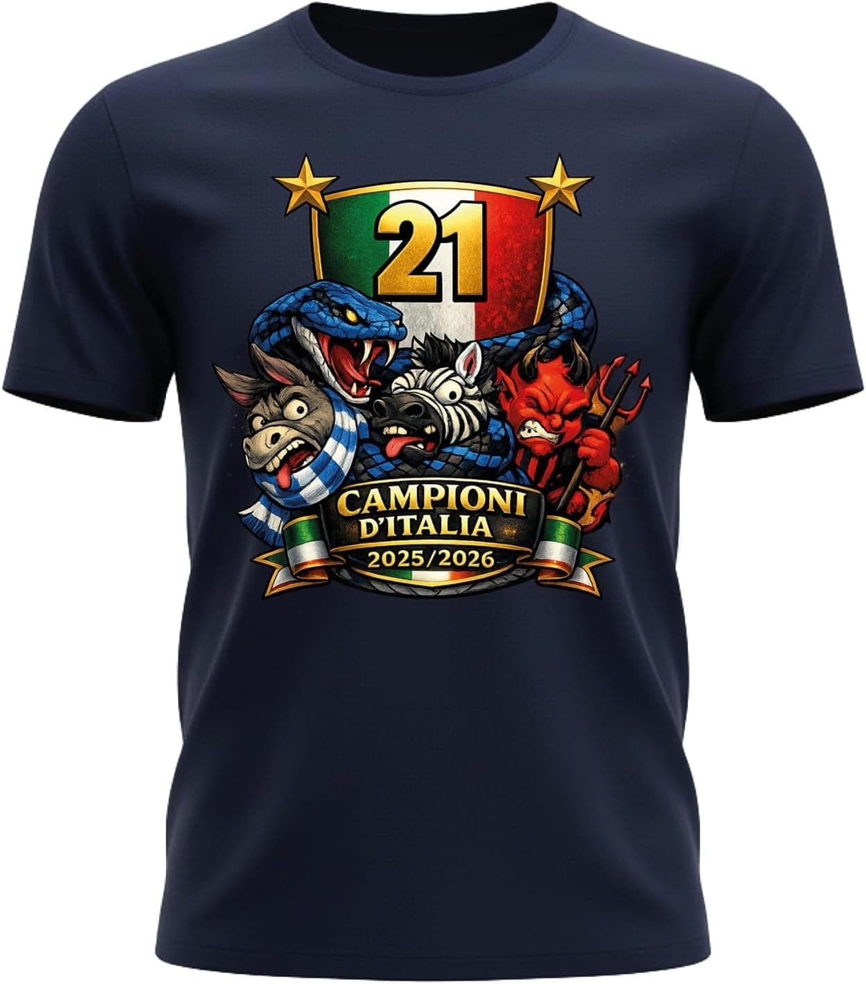 Celebratory Champions of Italy T Shirt Calcio 2025 2026