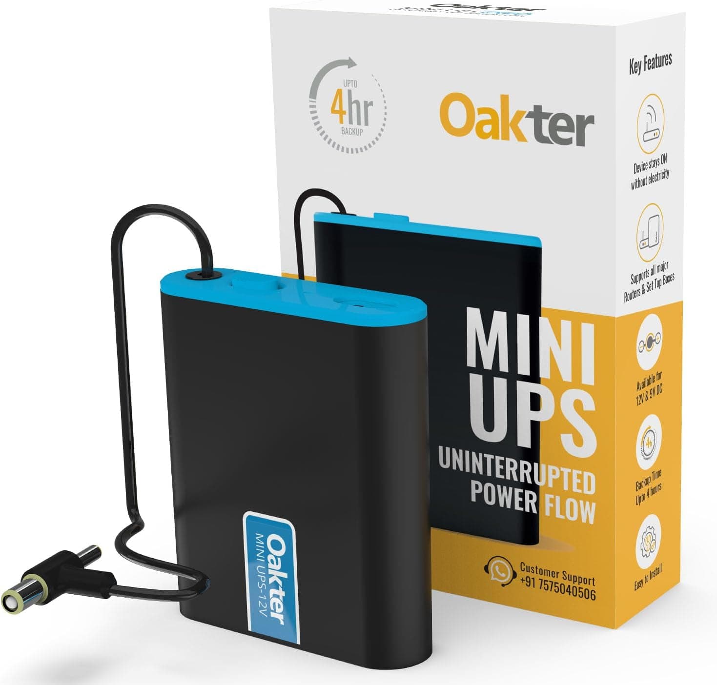 Oakter Mini UPS for 12V WiFi Router Broadband Modem | Backup Upto 4 Hours | WiFi UPS Power Backup During Power Cuts | UPS Blocker