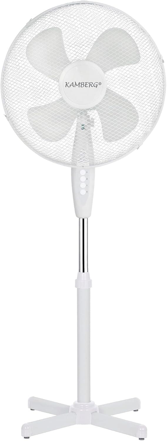 Camper - Ventilateur Kamberg 40 cm pied blanc 3 vitesses oscillant adjustable hauteur silencieux grillé 45 W