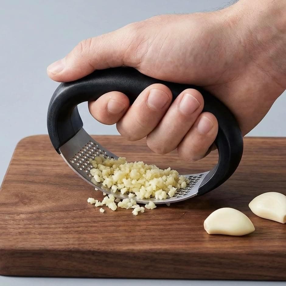 Garlic Press Rocker Professional Stainless Steel Manual Garlic Masher with Non-Slip Handle