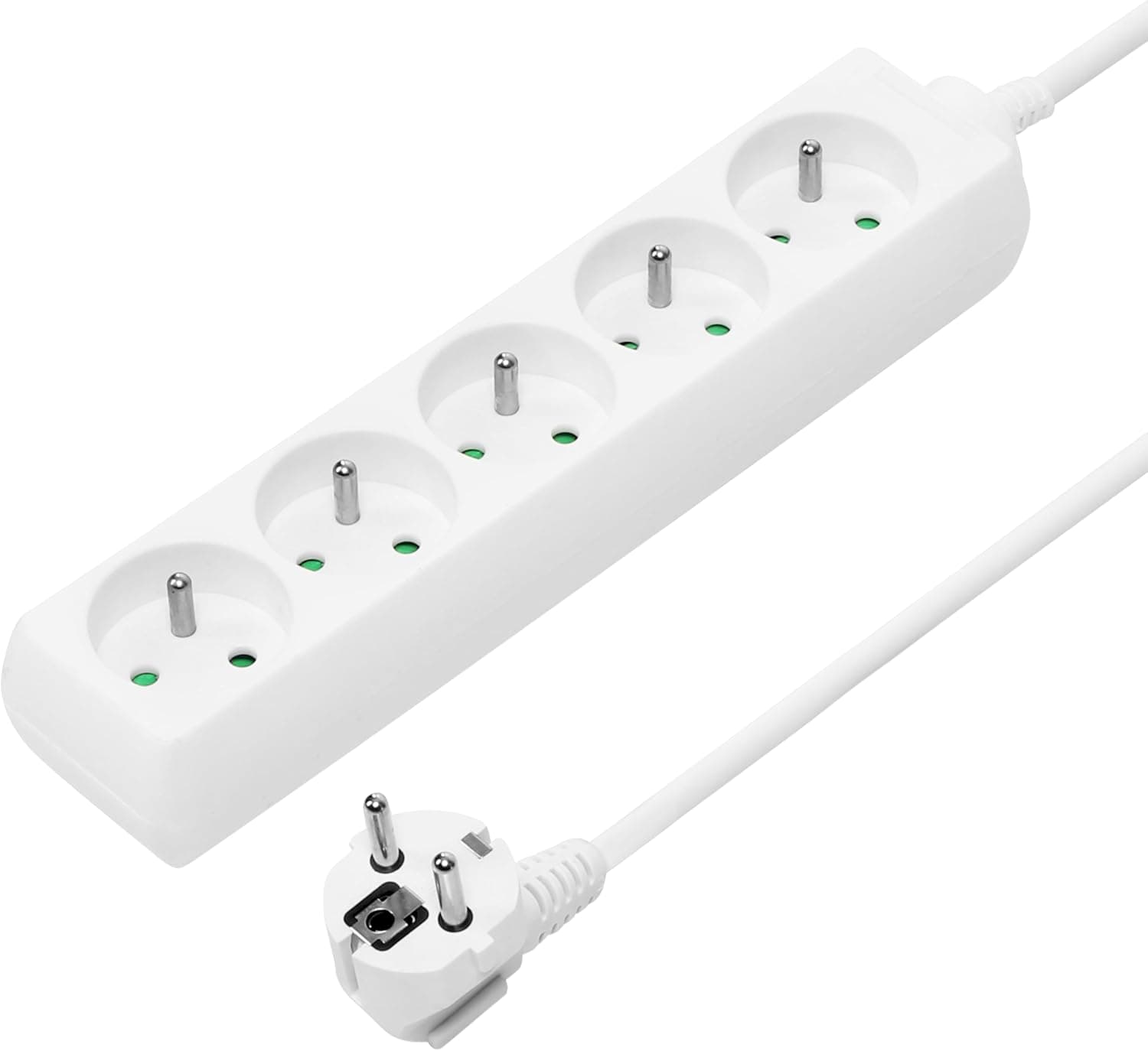 Power Strip 230V 5 Sockets Extension French Plug 45°, 5m, 5 Unit