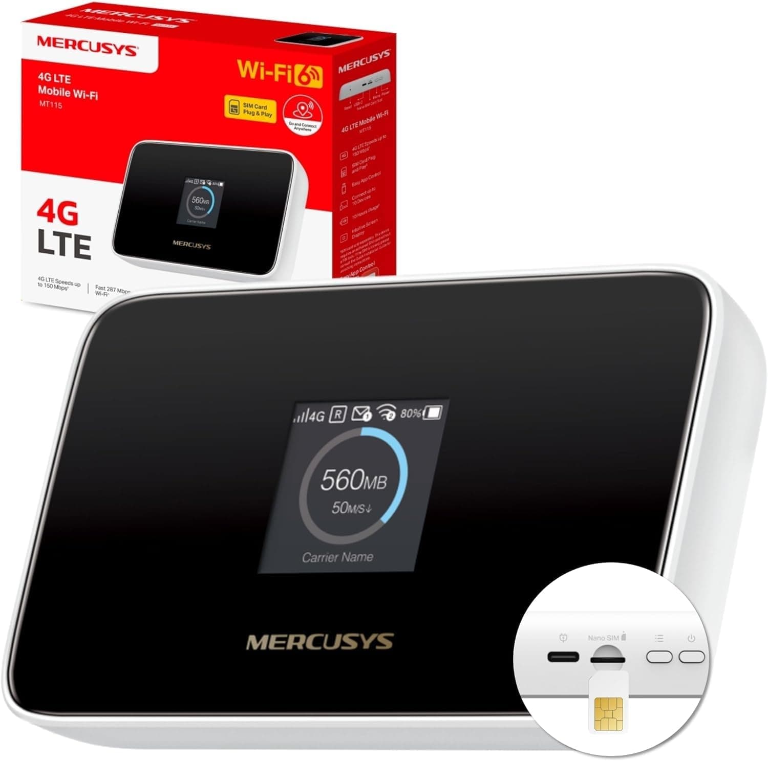 Mercusys MT115 Router Viaje SIM 4G LTE 150Mbps Wi-Fi 6 AX300 10 Dispositivos - Save 11%