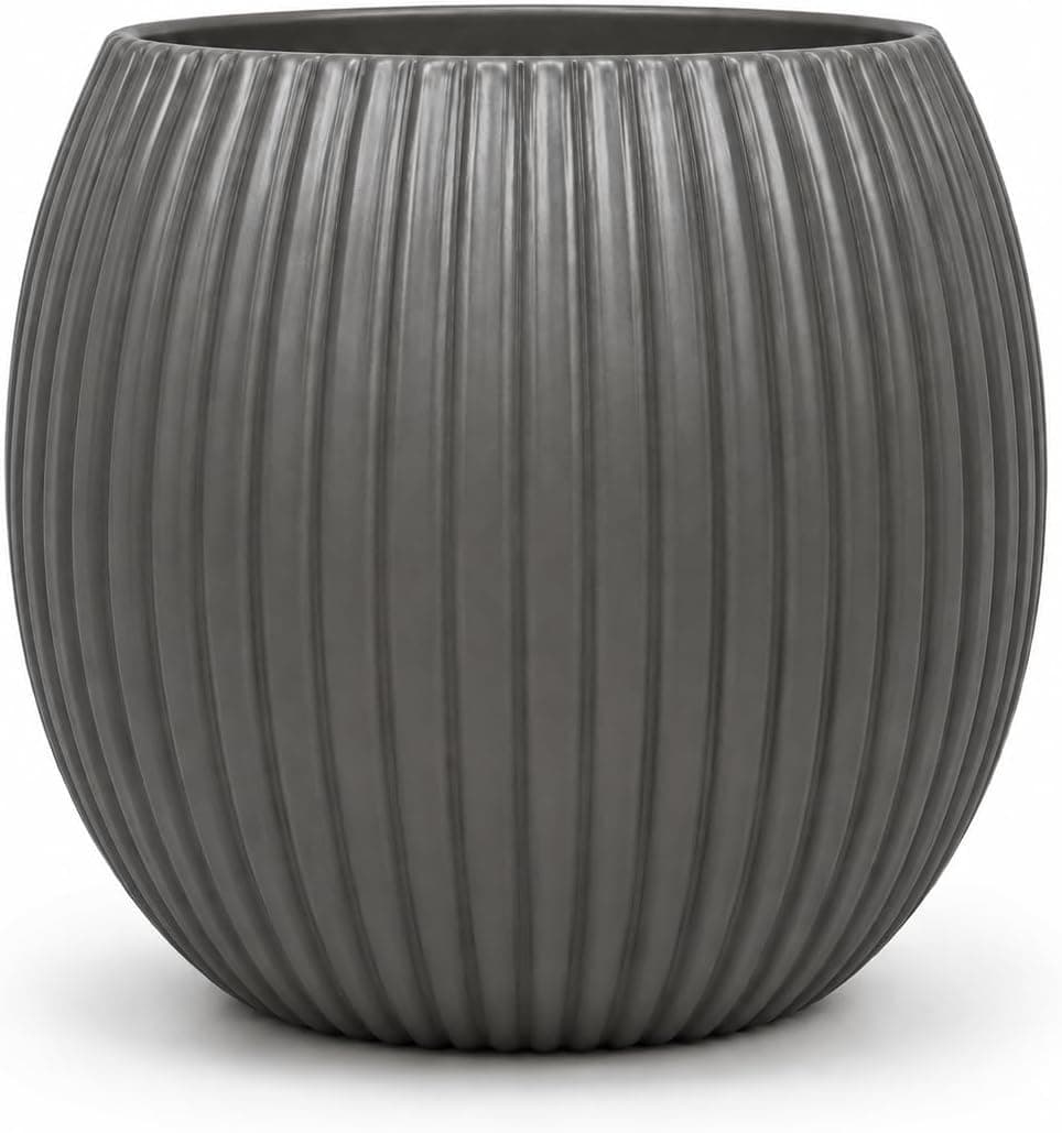 Vertical Lines Decorative Planter Pot, Indoor Outdoor Plant Pot for Natural and Artificial Plants, E