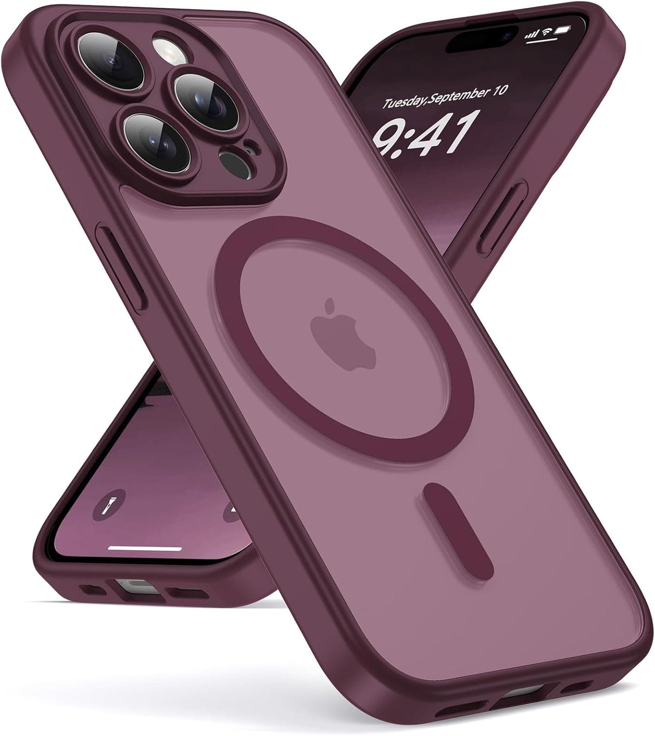 Casque Oududianzi pour iPhone 15 Pro avec Back Cover Translucide Frosted et Bumper TPU MagSafe