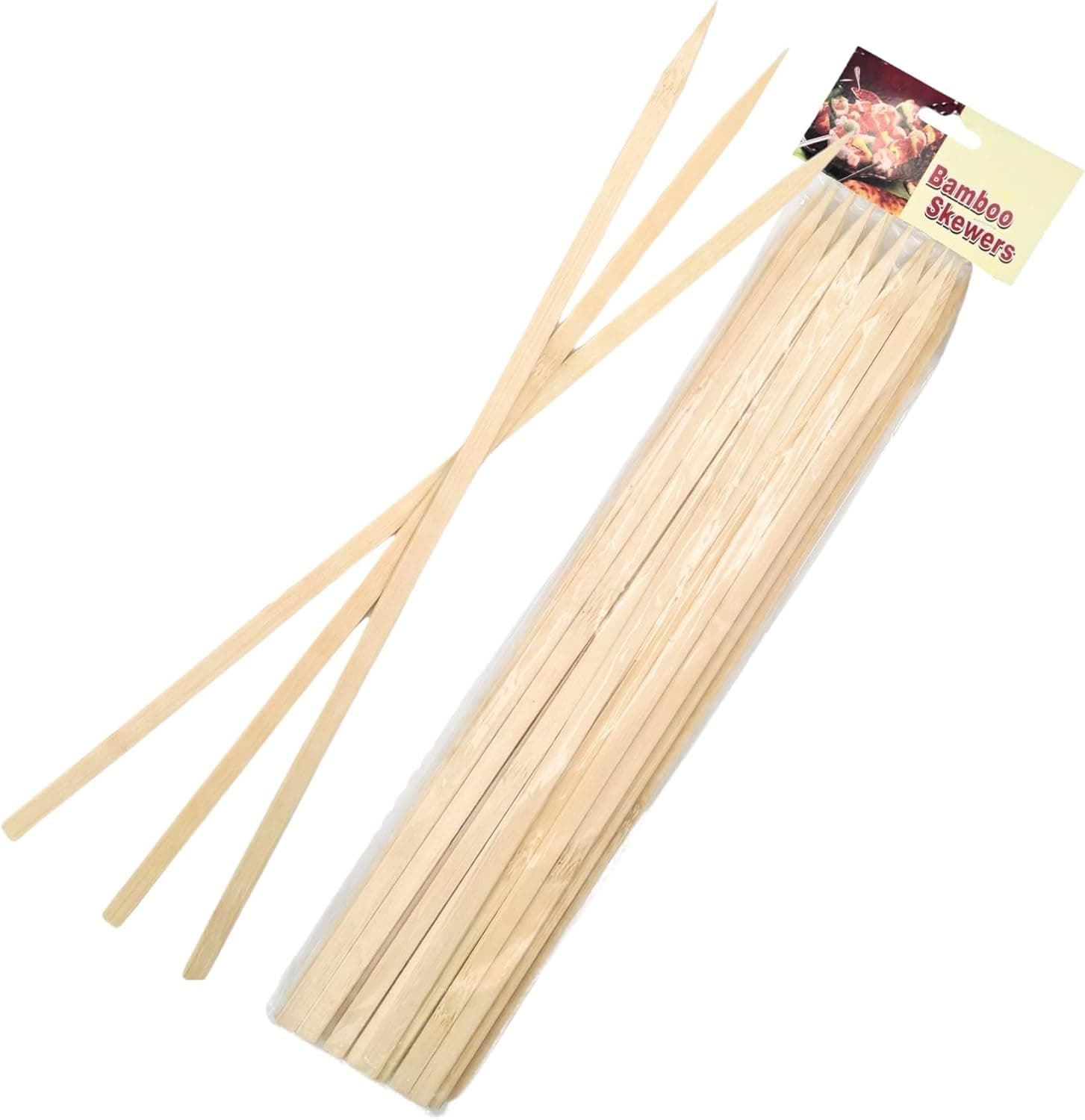 Premium Food Grade Wooden Bamboo Skewers Sticks for BBQ, Espetada, Sosaties, Kabobs, Food Platters, Chocolate Fountains, Part #6 Pack, 30cm x 6cm, Natural