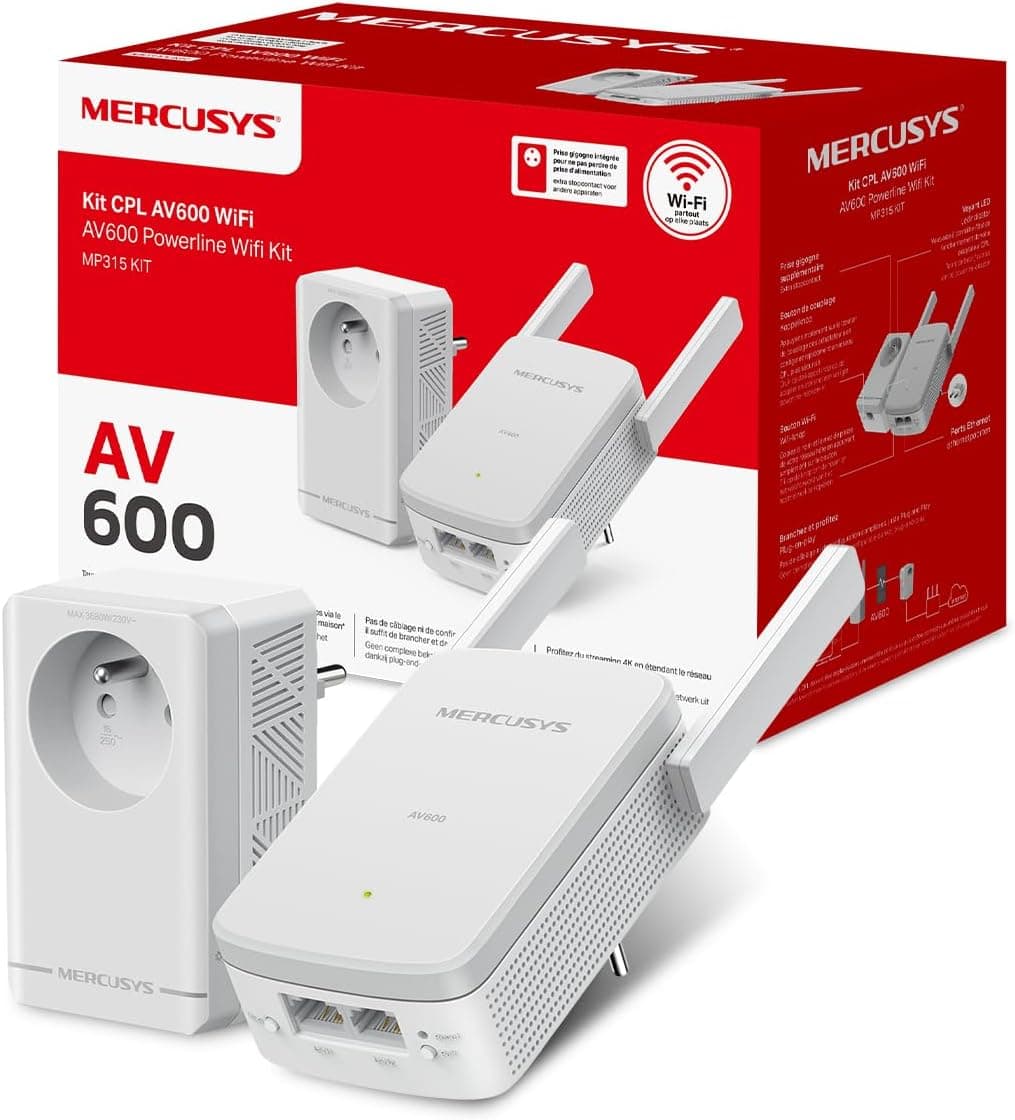 Mercusys MP315 Kit Pack de 2 Powerline WiFi AV600