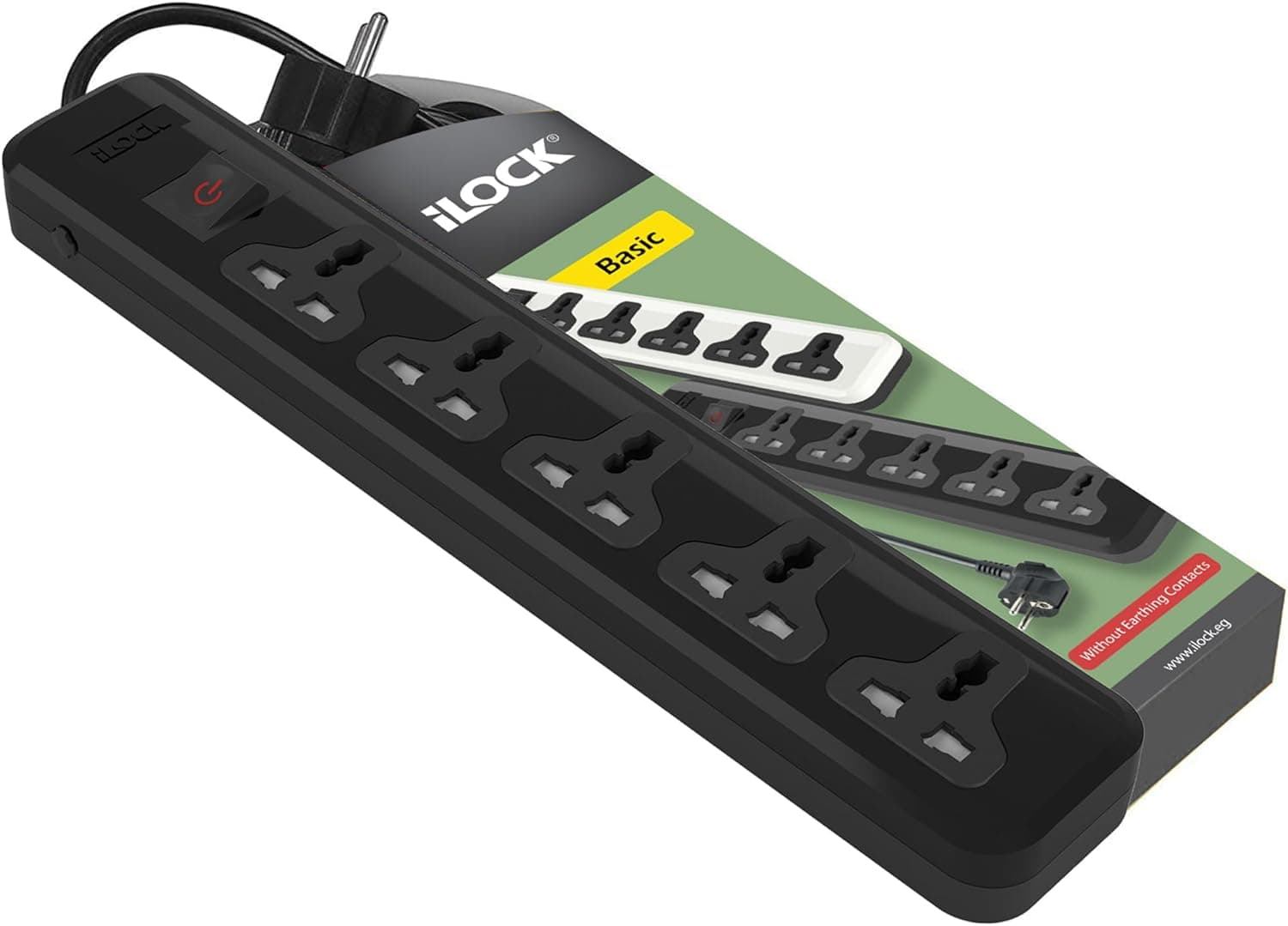5 Universal Outlets Power Strip 2M 3P Black 2 Meter