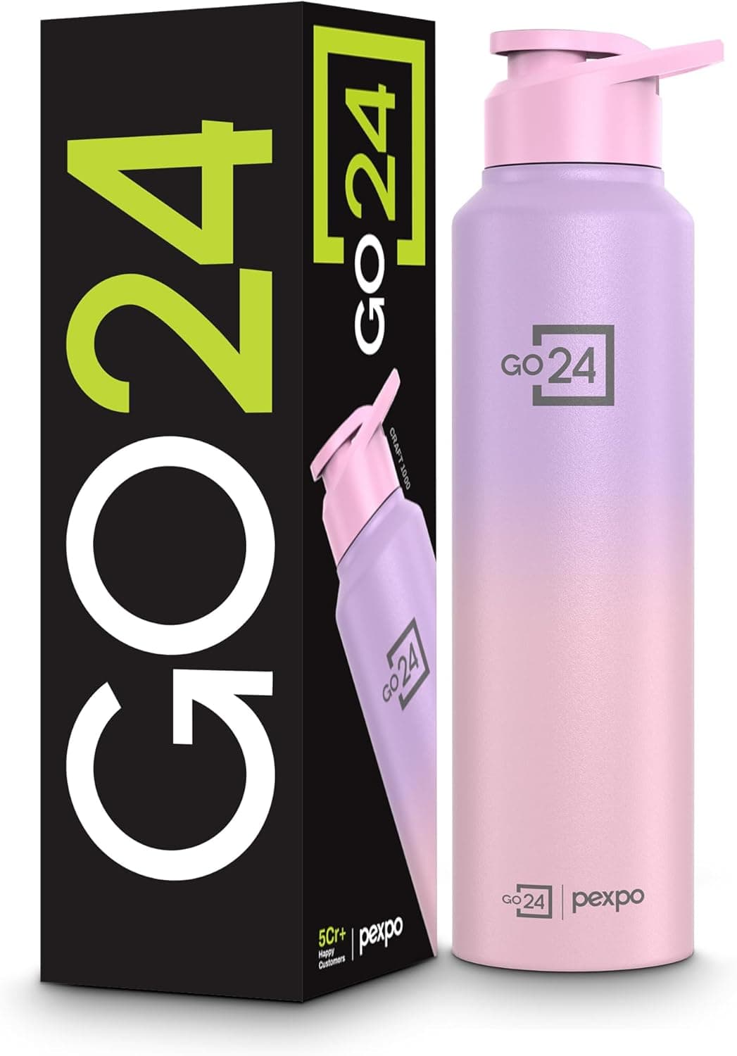 Go24 pexpo Water Bottle 1 ltr Stainless Steel Sports/Fridge Bottle | Single Wall | For Home