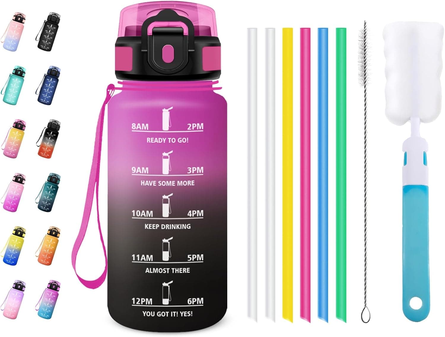 JAPORIA Motivation 500 ml Water Bottle with Straw, Leak-Proof, Reusable Bottle