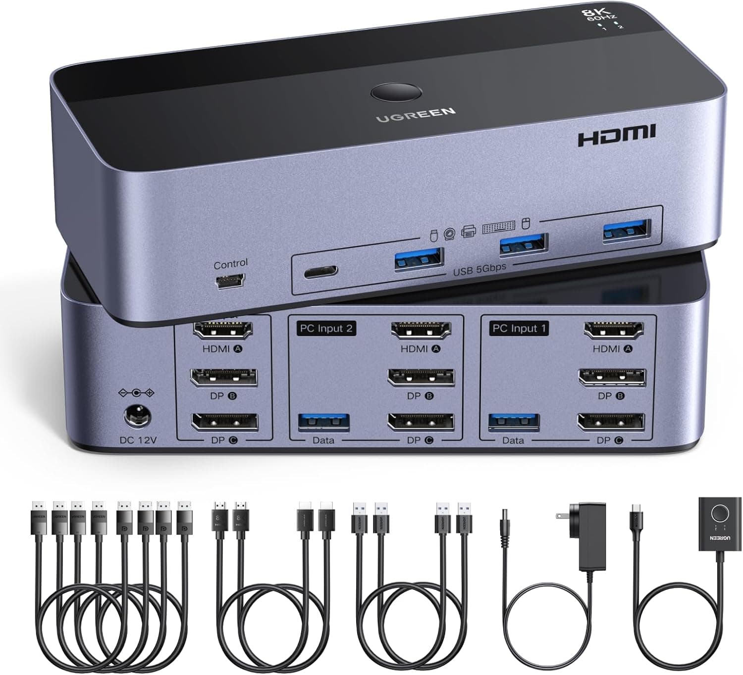 20% Abzug UGREEN HDMI + Displayport KVM Switch 2 PC 3 Monitore 8K60Hz