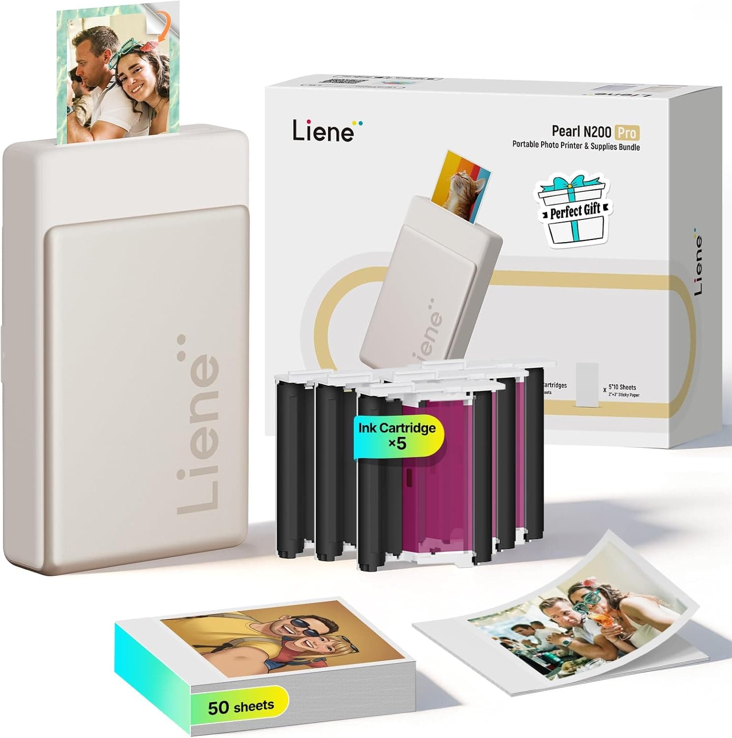 17% Rabatt - Liene Pearl N200 Pro Portable Mini Fotodrucker inkl. 50 Selbstklebetrifften (2x3") & 5 Ribben