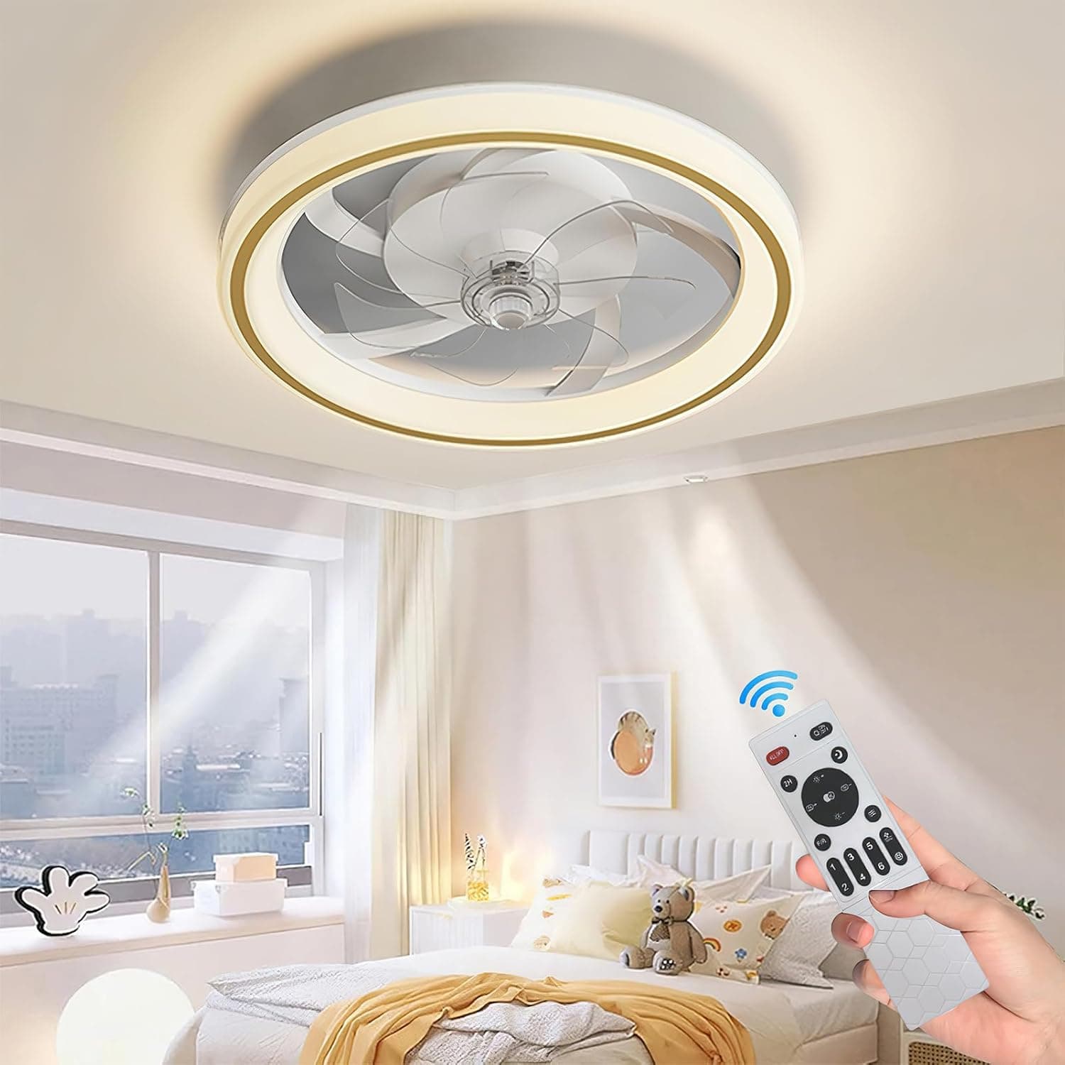 UEXEDO Ventilateur Plafond avec Lumiere, 6 Vitesses de Ventilation, LED Dimmable, Double Mode Hiver/Fon