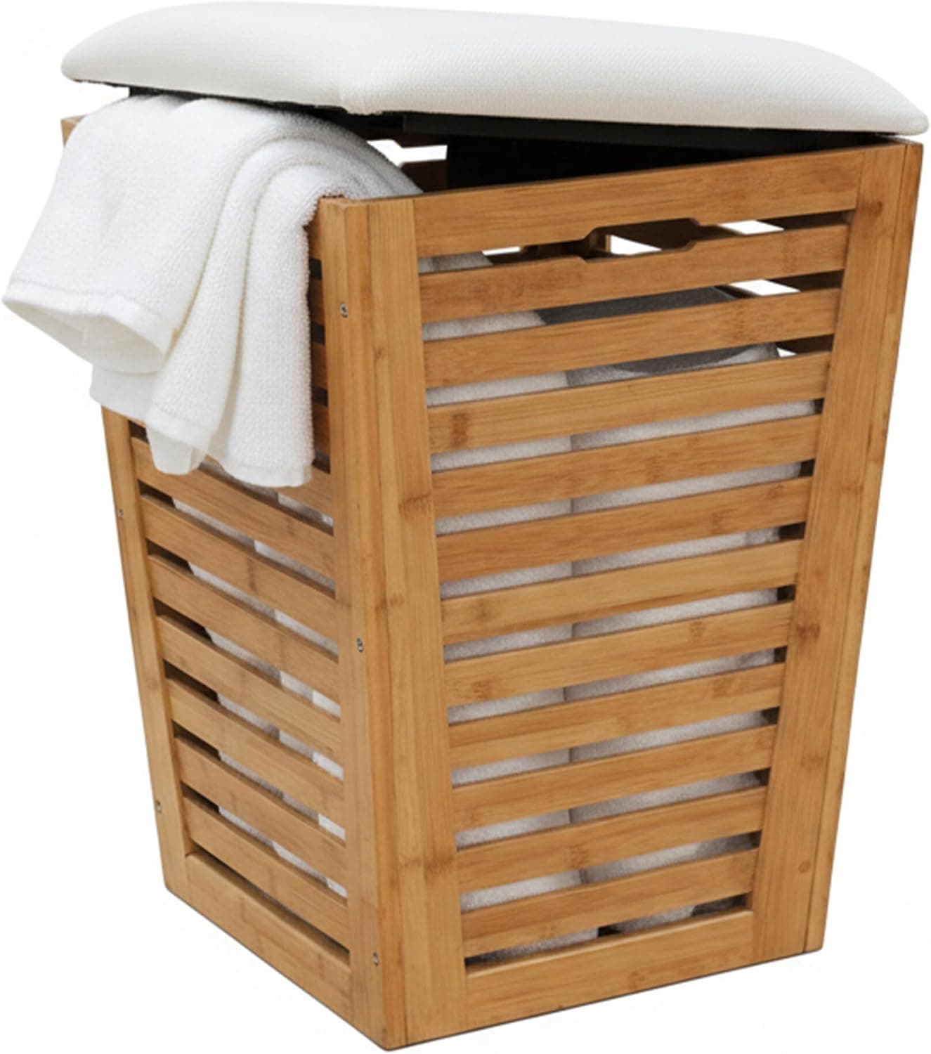 Relaxdays Łazienkowy kosz na pranie z siedziskiem i schowkiem, 55 l, Best Deal