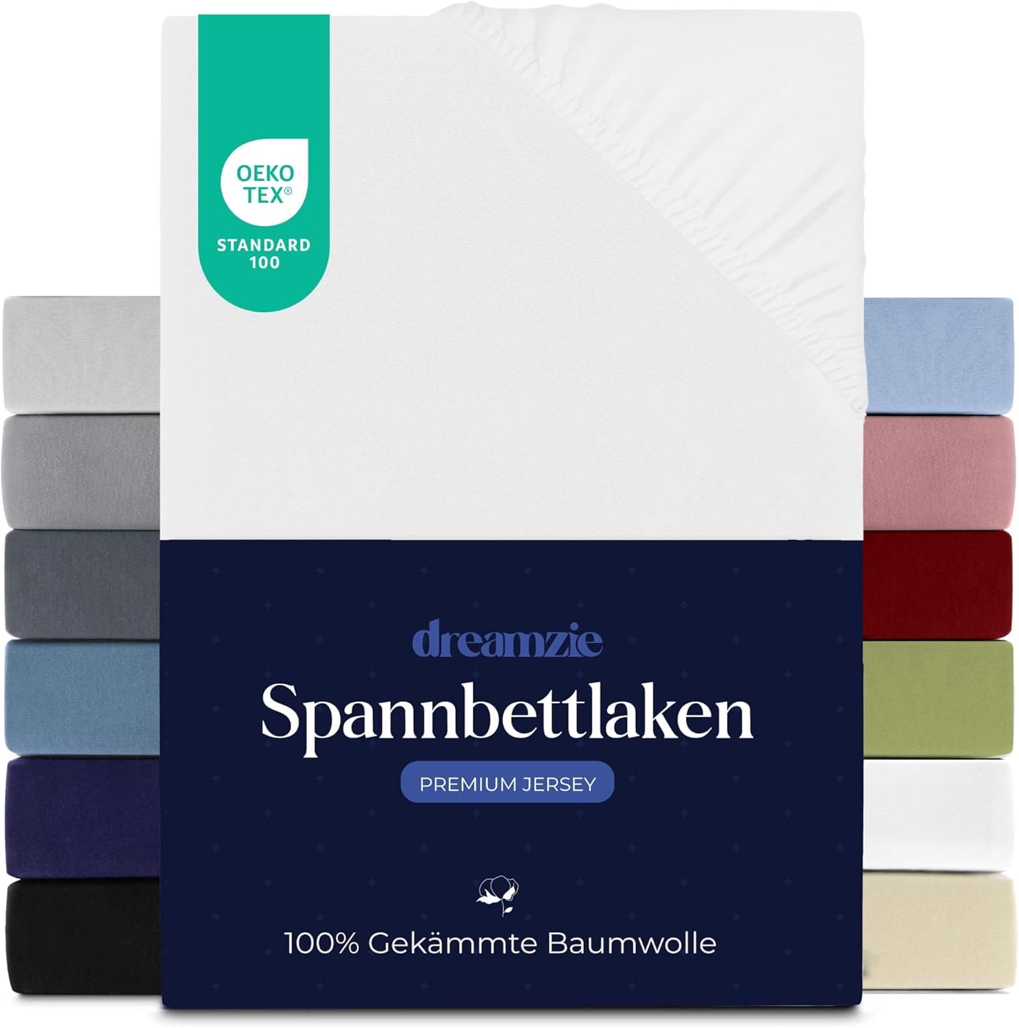 Dreamzie Premium Fitted Sheet 180x200 cm für dicke Matratzen bis 27 cm aus 100% Jersey-Kauftuch