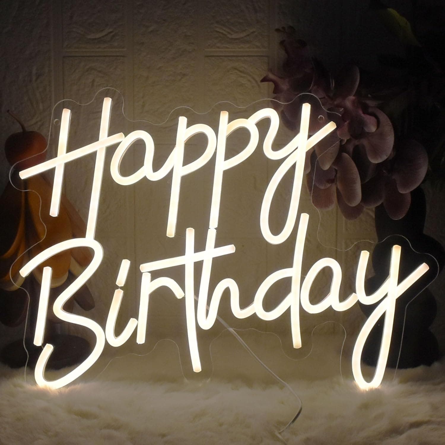 YUEYYNS Feliz Cumplea os Letrero de Ne n,Luces de Ne n blancas c lidas de Happy Birthday LED USB pow