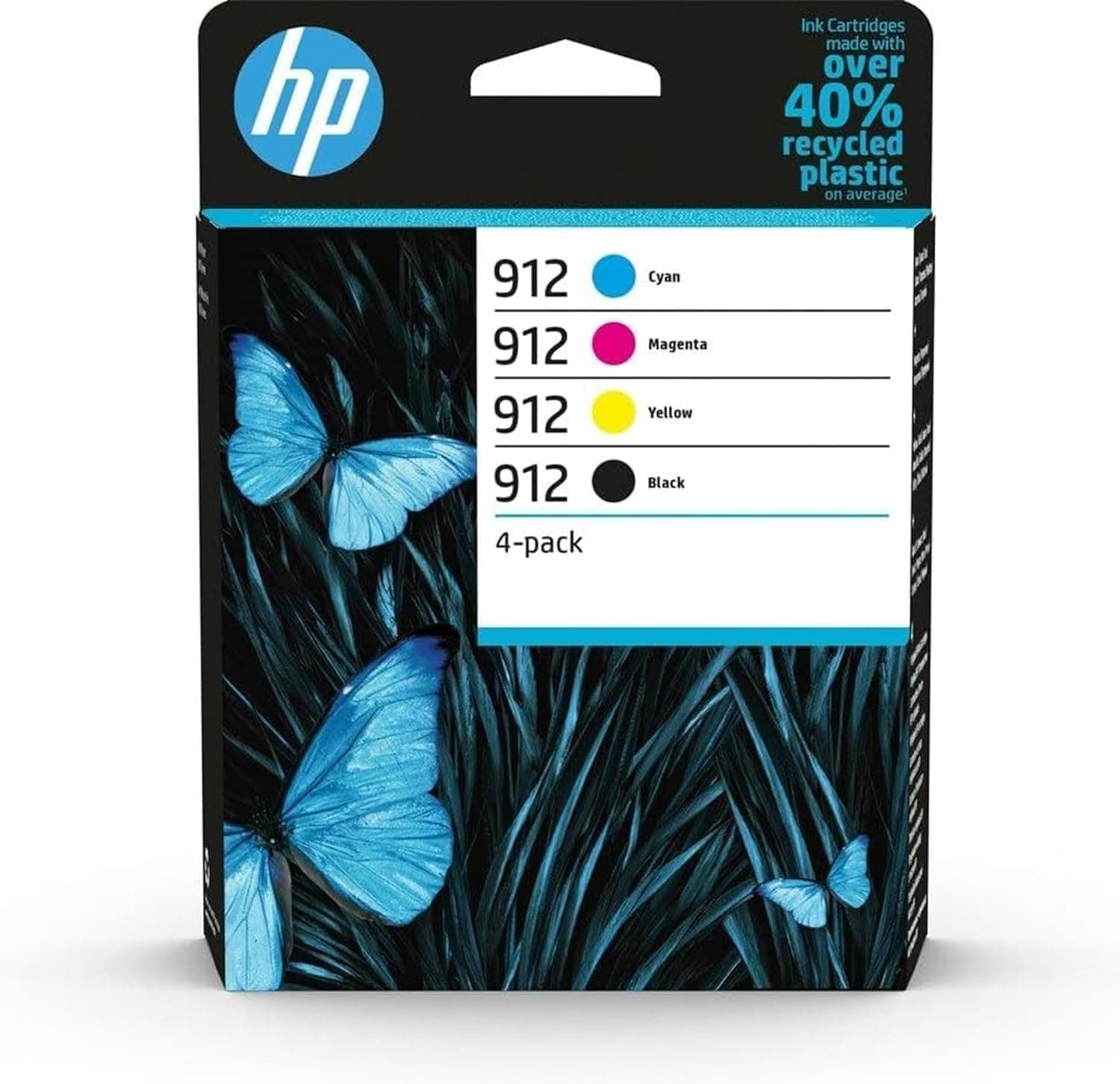 Pack de 4 cartouches d'encre originales HP 912, Noir, Jaune, Cyan, Magenta – Compatible OfficeJet Pro 8000 Meilleur Deal