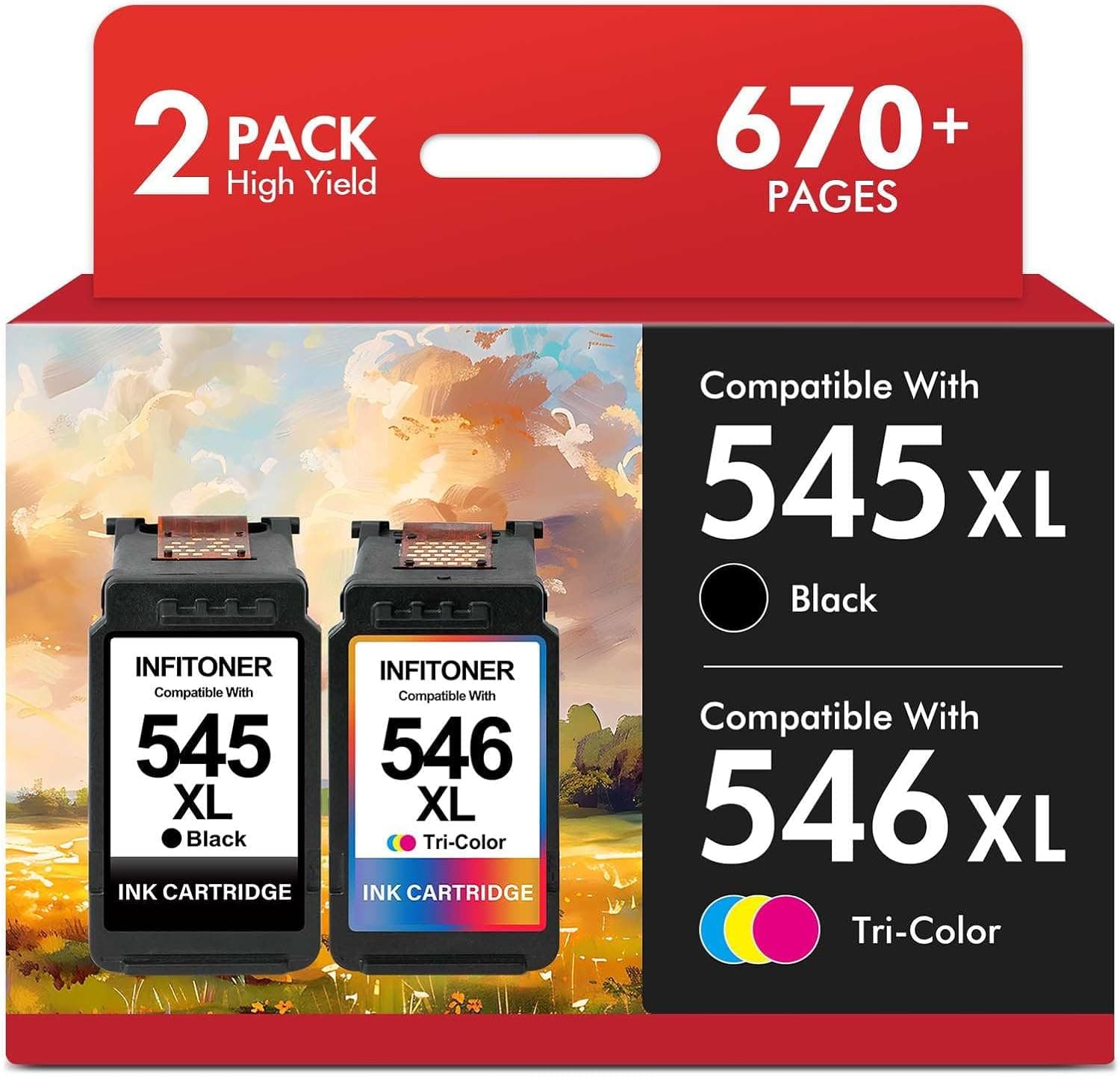 Incrisso Compatible avec Canon 545-546 PG-545 CL-546 XL pour Pixma TS3550 Save 19%