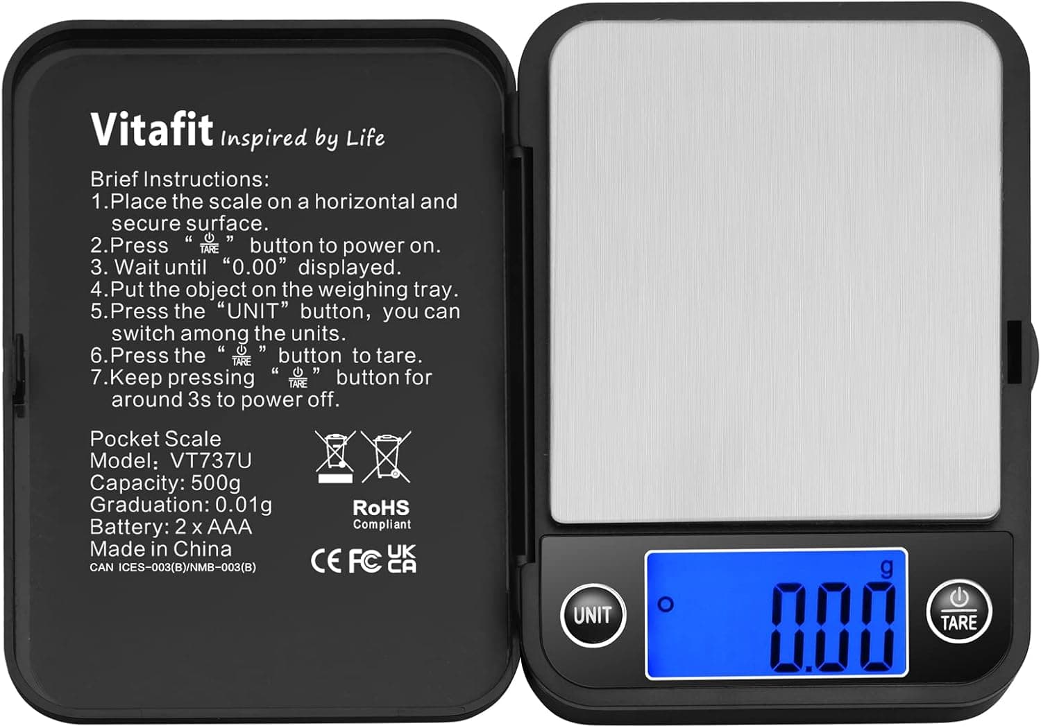 Cyfrowa waga Vitafit Cyfrowa kieszonkowa 500 g Najlepsza cena