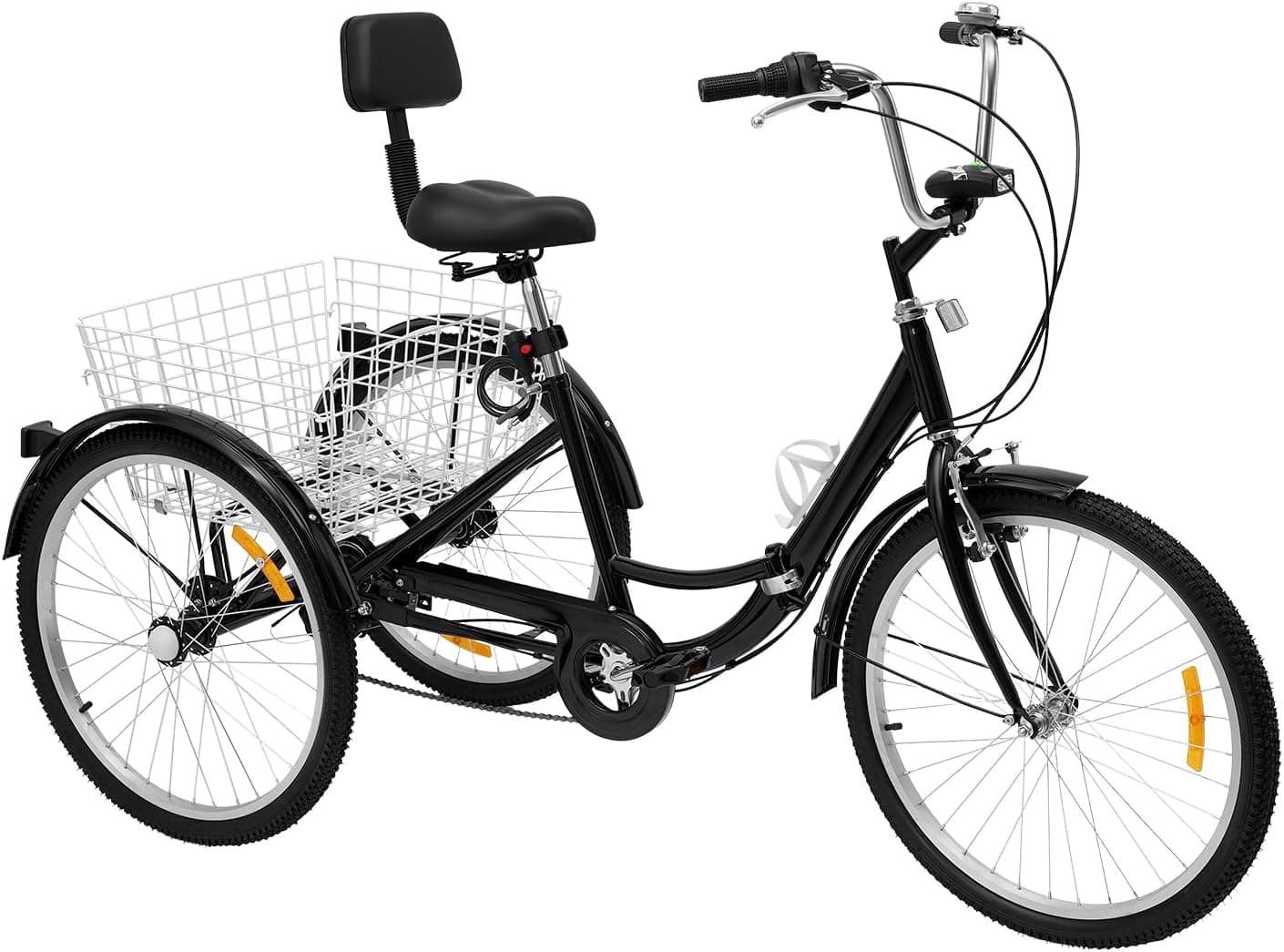 Adult Tricycle 24 inch Bicycle met Winkelmandje voor Outdoor Rijden met Drinkhouder en LED Verlichting