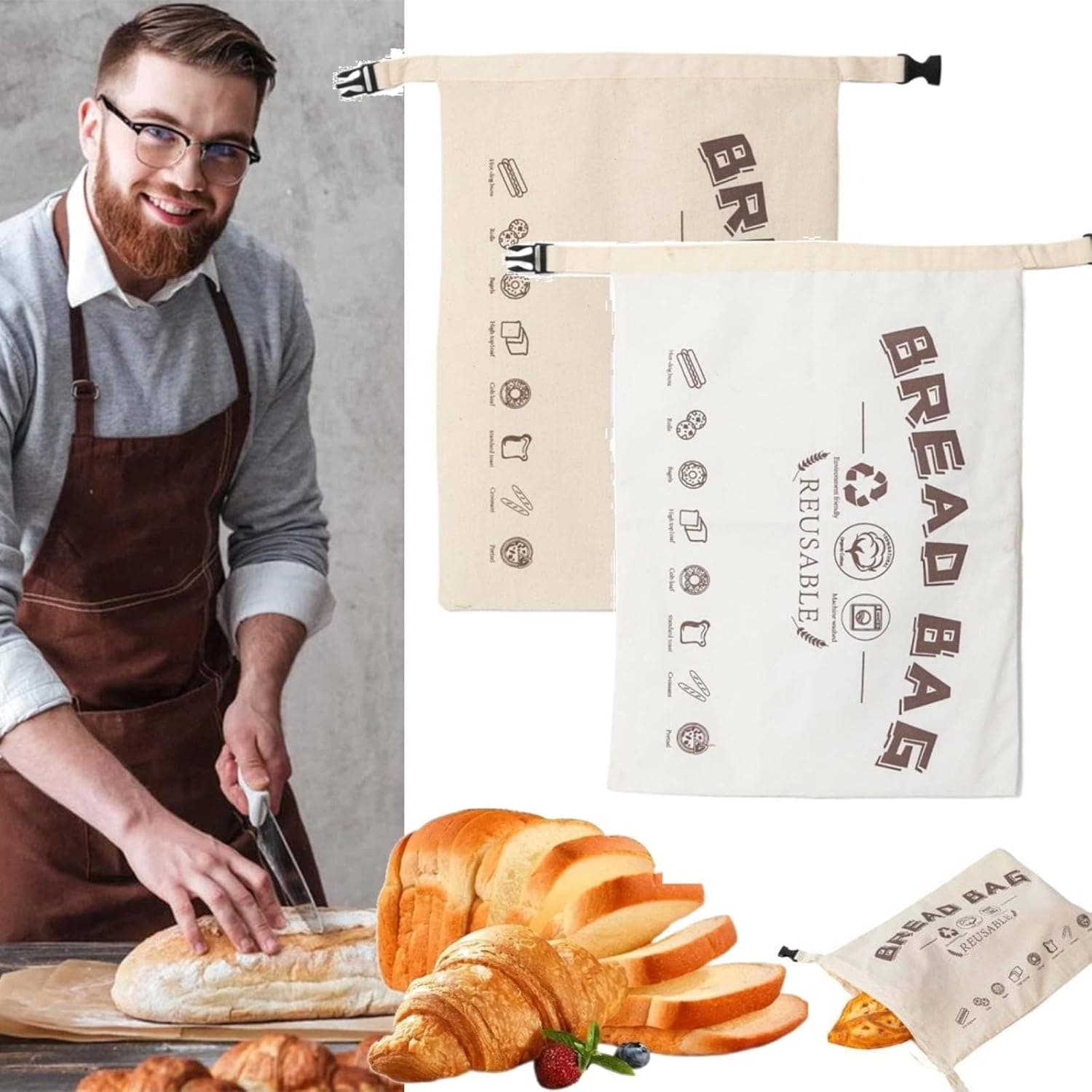 Wielokrotnego użytku worki na pieczywo z woskiem pszczelegim Best Deal