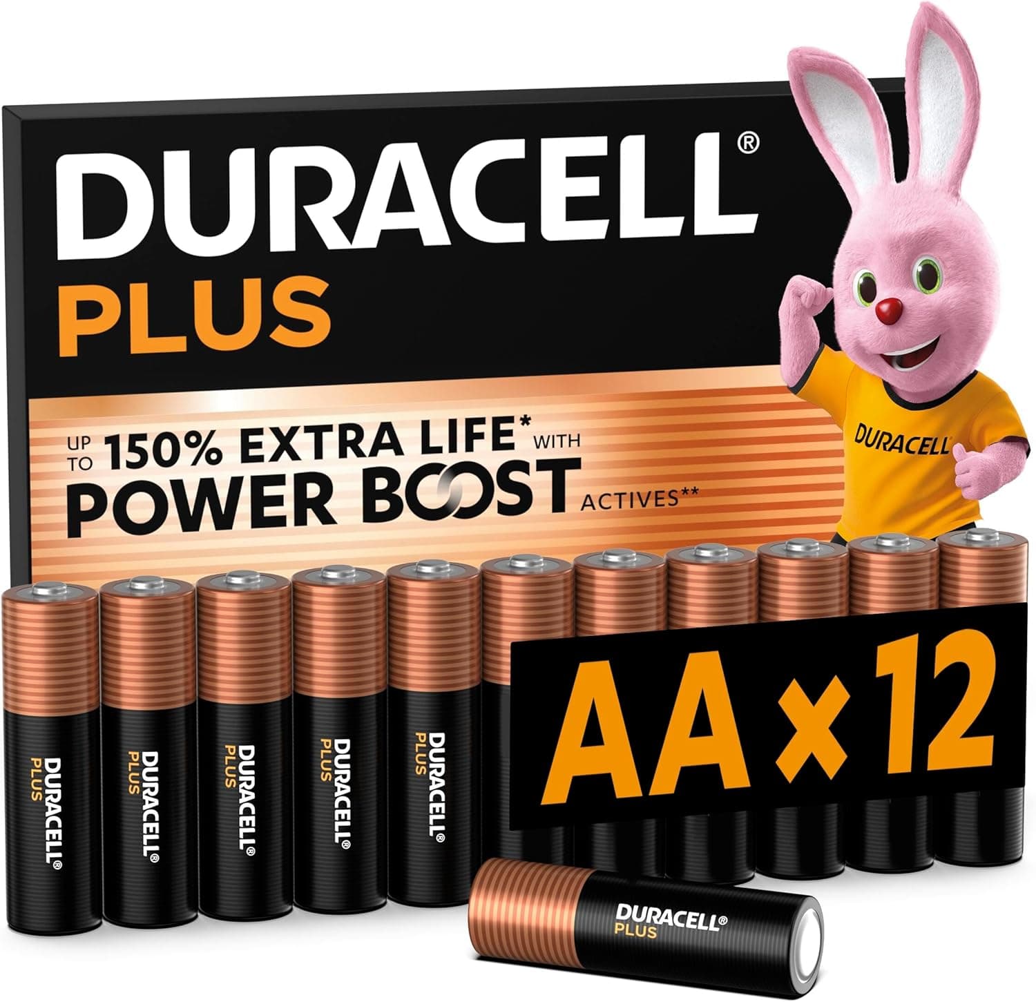 Duracell Plus AA Batteries 12 Pack - Alkaline 1.5V Long Life - 30% Off