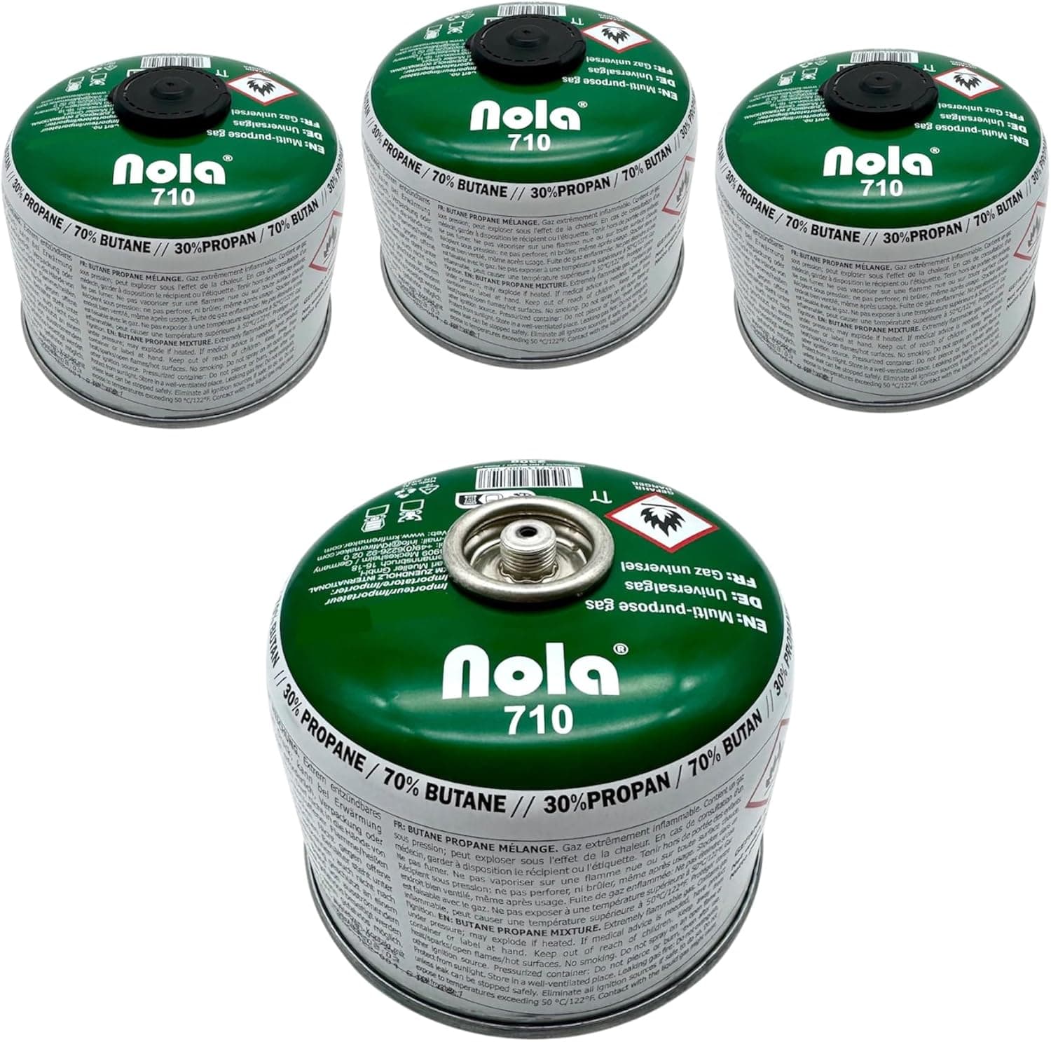 NOLA 230g Gas Cartridges - 4 Pack EN 417 Screw Valve