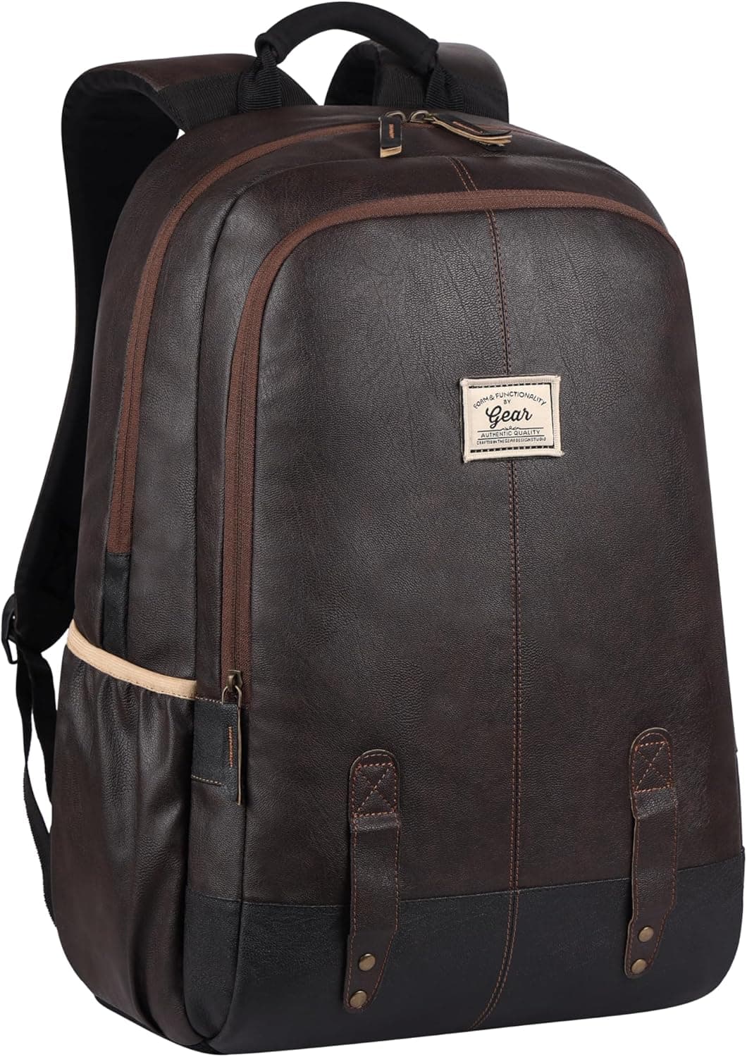 Gear Classic Anti Theft Faux Leather 18 inch 48 cm Brown Laptop Backpack (LBPCLSLTH0201)