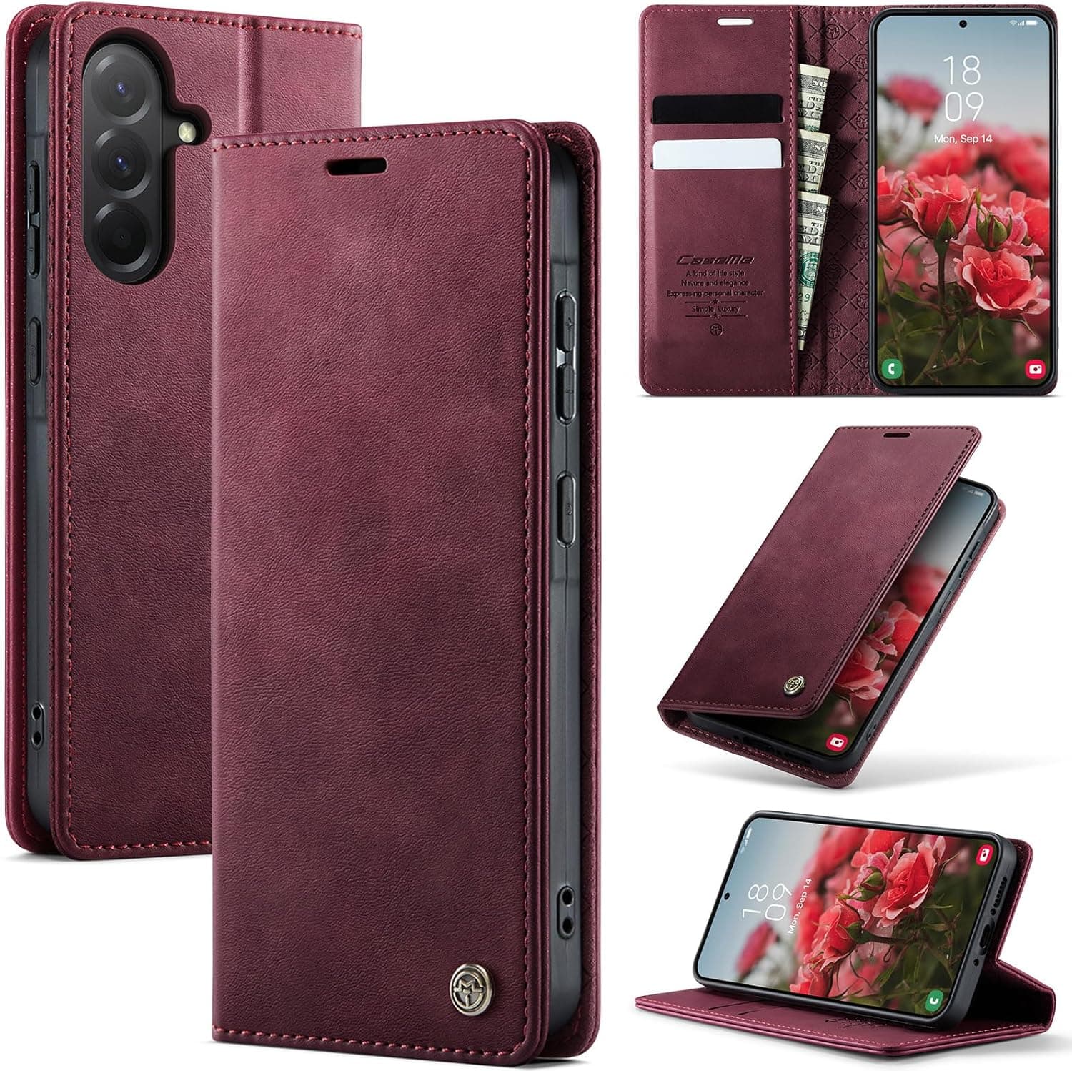 Coque pour Samsung Galaxy A56 5G, Housse Etui Cuir Premium