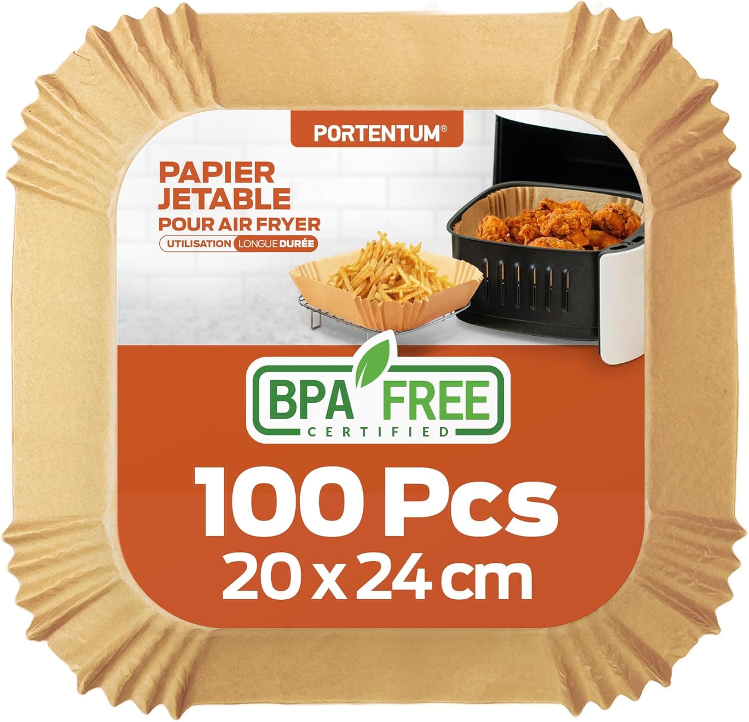 Air Fryer Baking Paper 100 pieces Food-Grade BPA Free 20x24cm