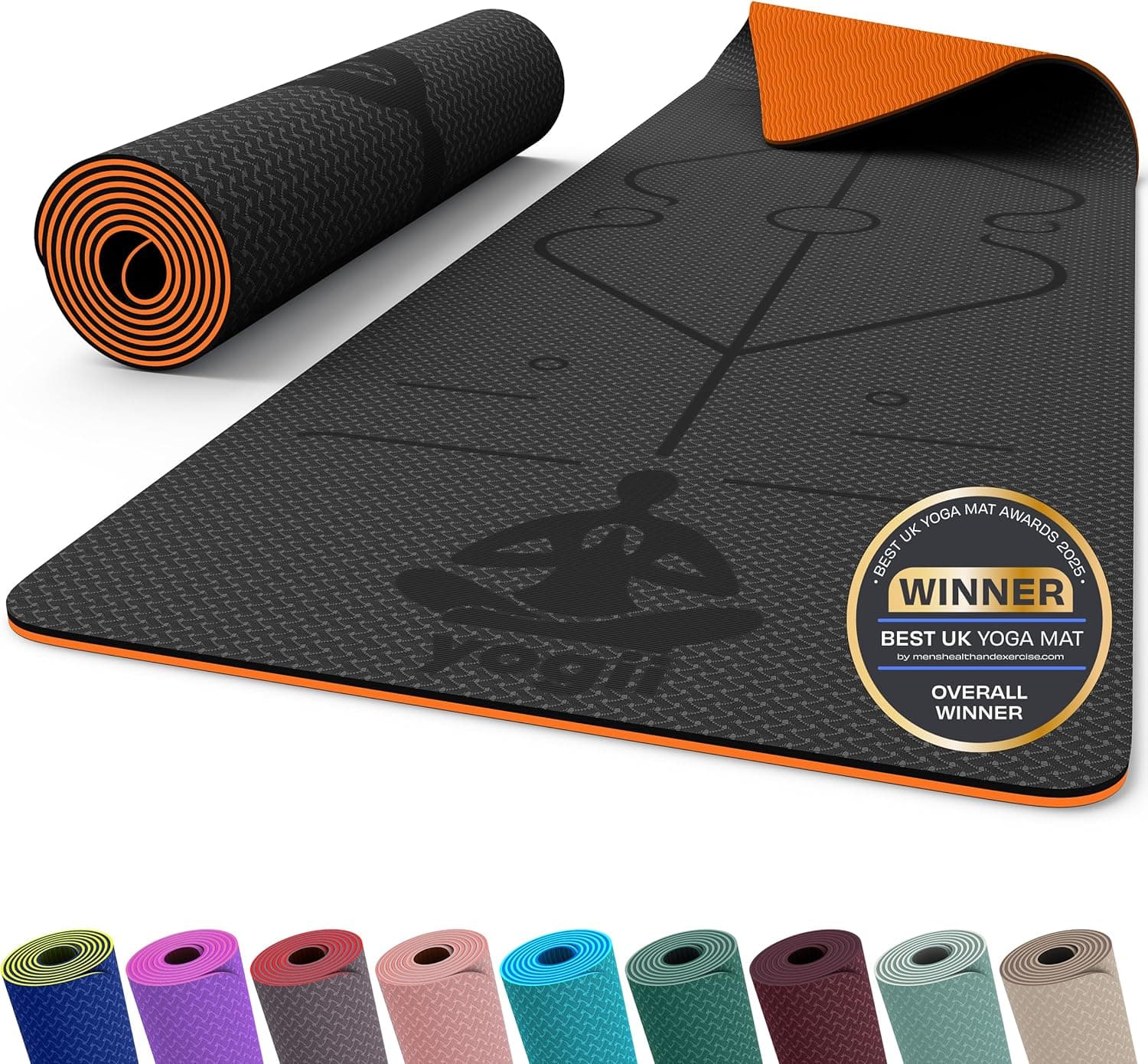 Yogii Yoga Mat - Non-Slip 6mm Thick TPE & Travel-friendly Yoga Mat - Perfect for Home & Gym Exercise Fitness & Pilates - With Grip, Portable & Compact