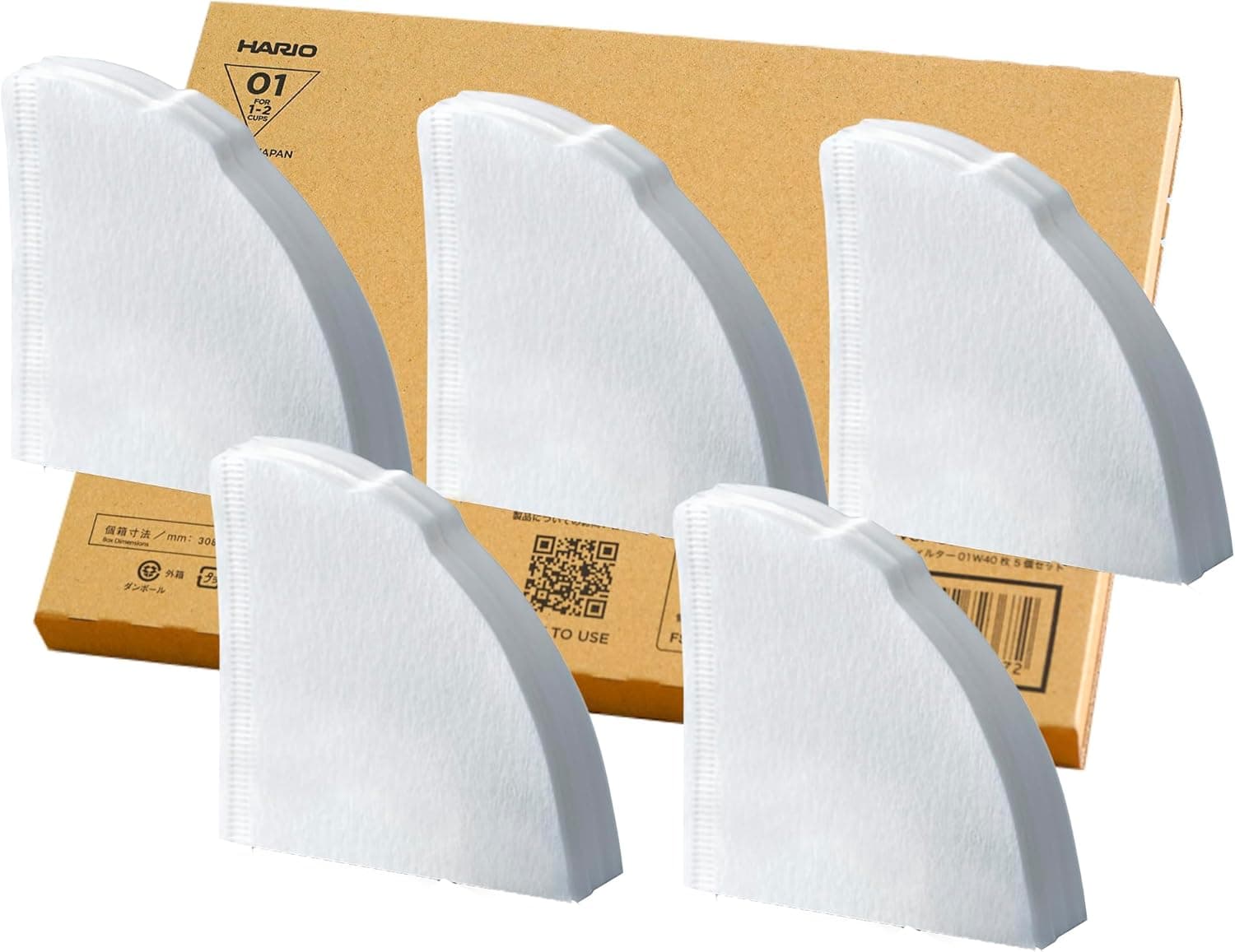 Hario V60 Coffee Filters for 1-2 Cups, 40 Sheets x 5 Packs