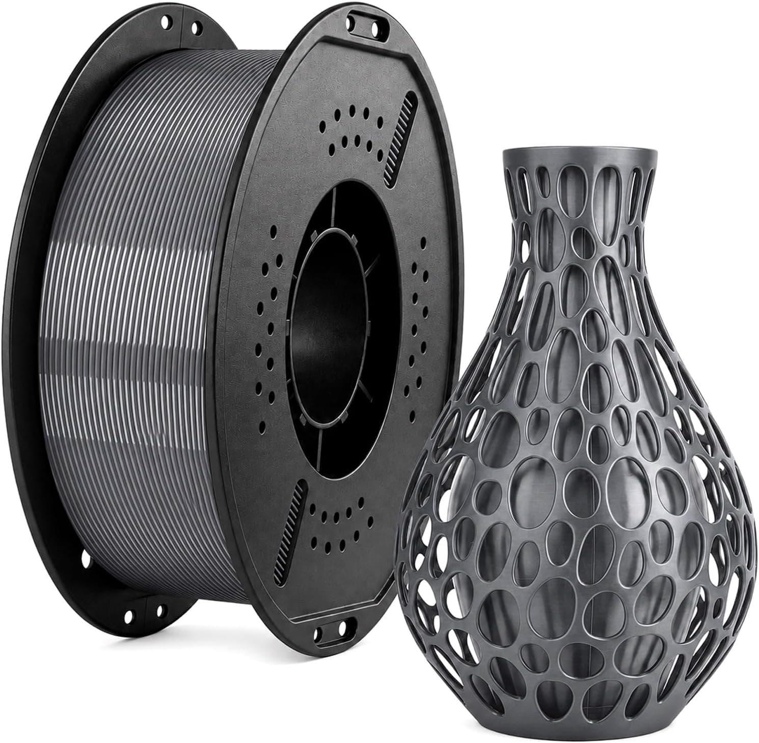 AXVVA PETG 3D Printer Filament 1.75mm Silver 1KG, Dimensional Accuracy +/-0.02mm, AMS Compatible, High Precision, Strong Toug