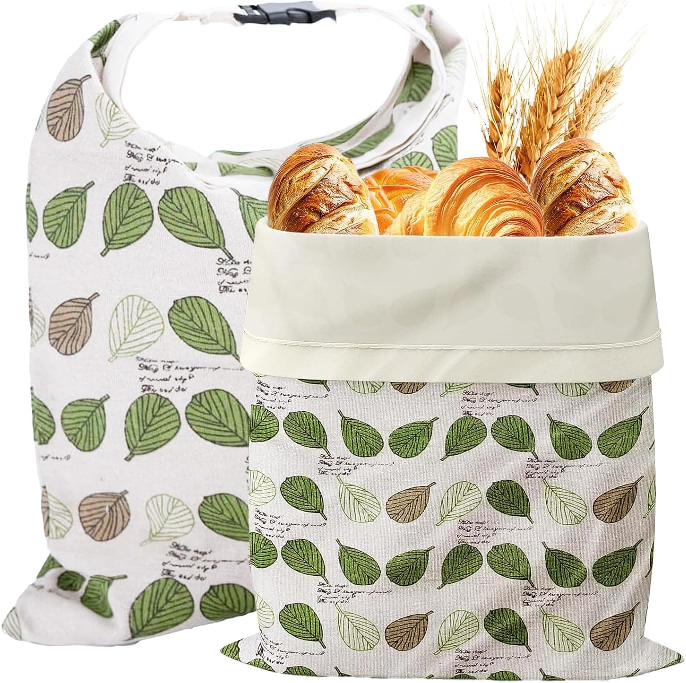 2 Pack Beeswax Bread Bags, Reusable & Breathable Linen Bags for Homemade Bread