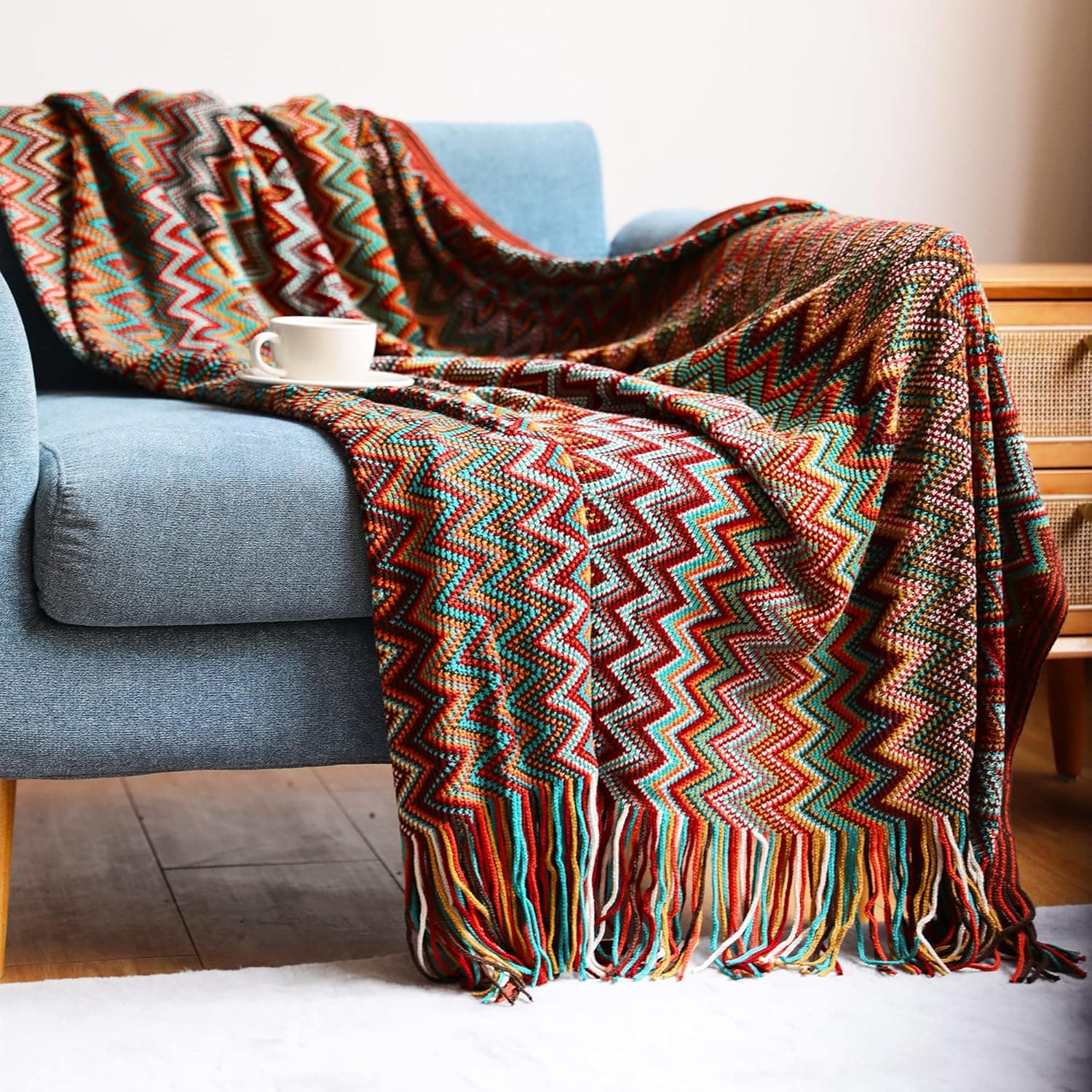 Boho Knitted Tassel Throw Blankets Best Deal