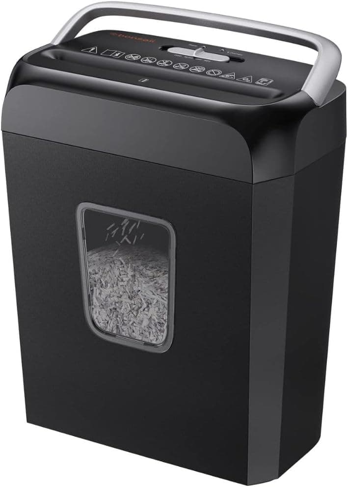 Bonsaii BSC-200P 6-Sheet Crosscut Paper Shredder for Home Office, Small Portable Document Shredder 3.7" x 8" x 10.2" White
