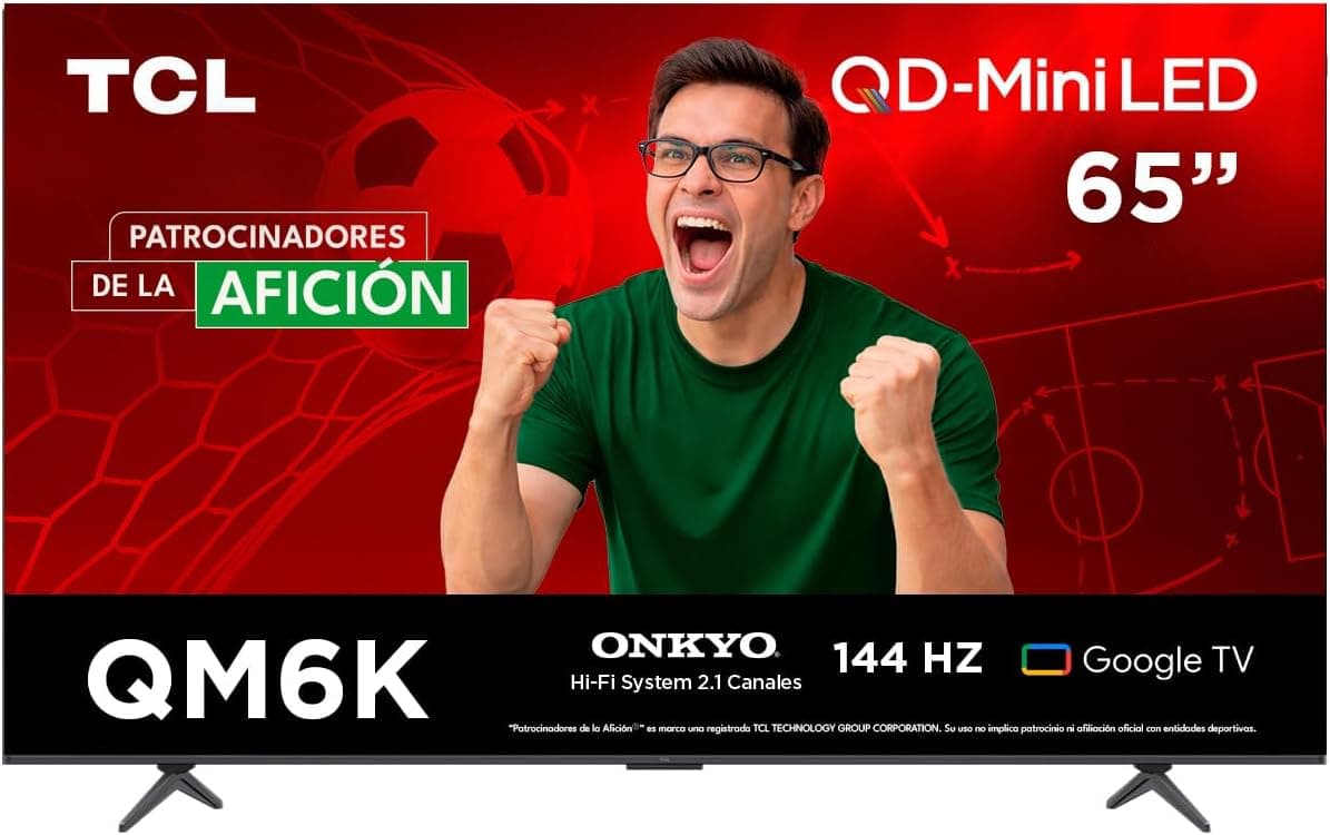 TCL Smart TV Pantalla 65" 65QM6K Google TV QLED - MiniLED 4K Google Assistant | Hands Free Voice Con