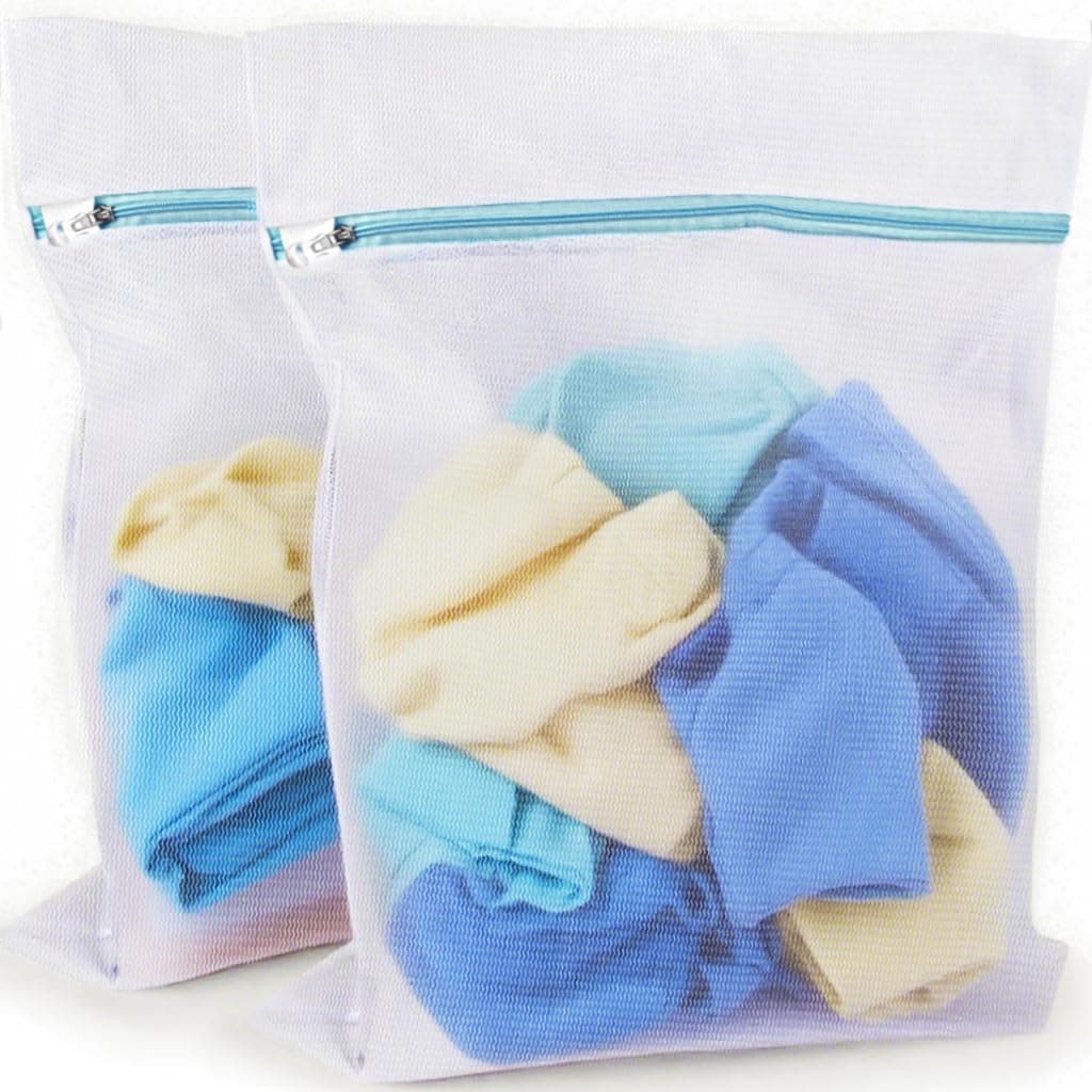 PrettyCare 2 Large Mesh Laundry Bags for Delicates with Premium Zipper, Garment Clothing Washing Bags for Lingerie, Socks, Laundry