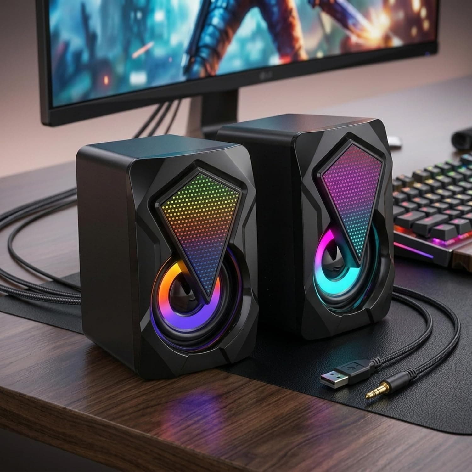 Caixinha de Som PC Gamer Potente com Iluminação RGB - Melhor Preço