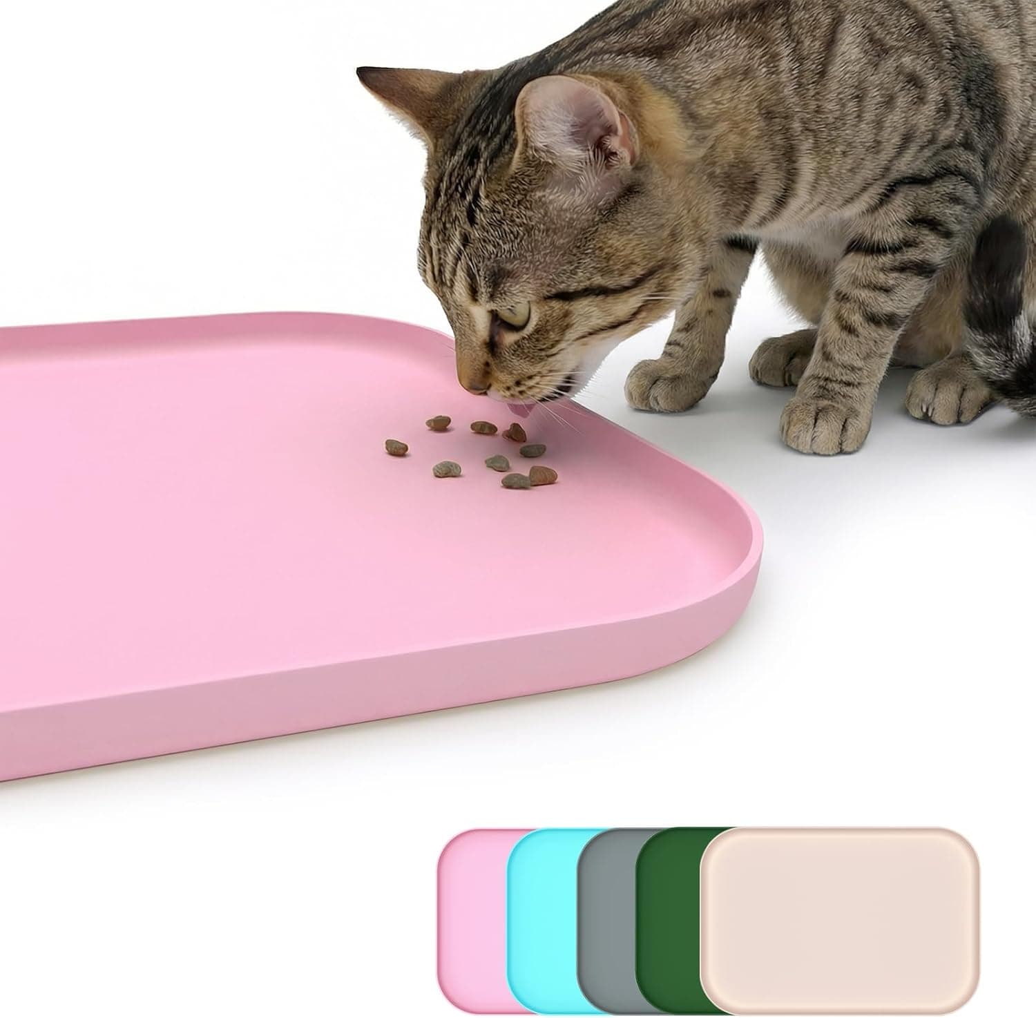 Non-Slip Silicone Dog Food Mat & Pet Feeding Mat - Waterproof Dog Bowl Mat for Messy Eaters, Easy Clean Floor Protector with 2 Pack of Blue