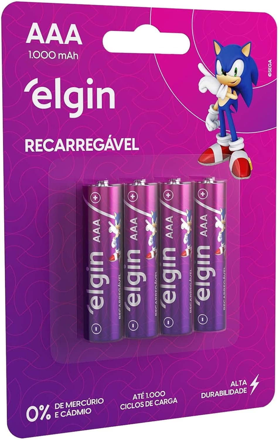 Pilha Recarregável AAA 1000mAh Elgin com 4 Unidades Palito - 41% de Desconto
