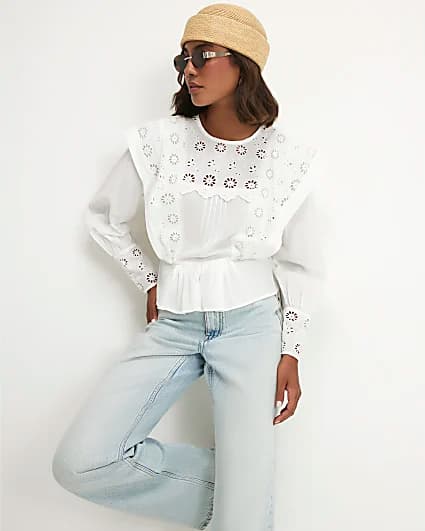White Cutwork Blouse