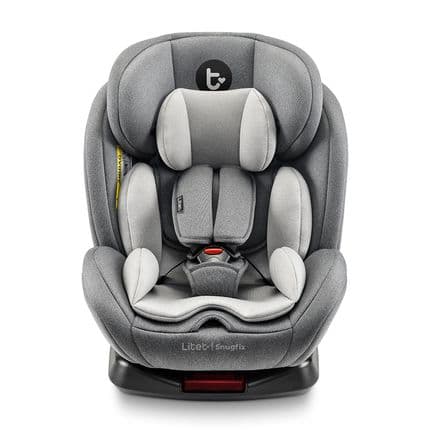 Cadeirinha Infantil para carro 0-36 Kgs Isofix Com Rotação Snugfix Preta e Cinza Litet - BB455 BB455