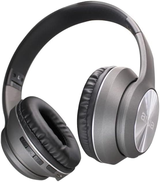 Aiwa Wireless Stereo Bluetooth Headphones - Grey 1 Pair